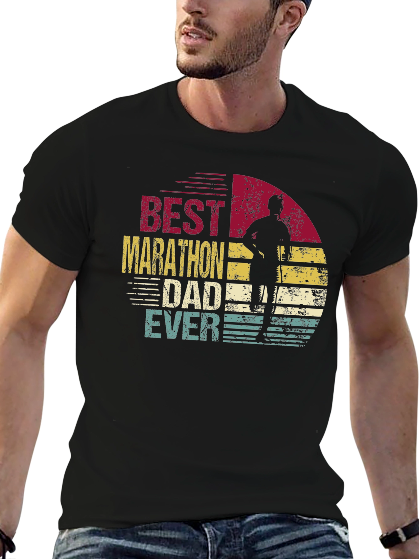 Black Best Marathon Dad Ever T-Shirt view 6