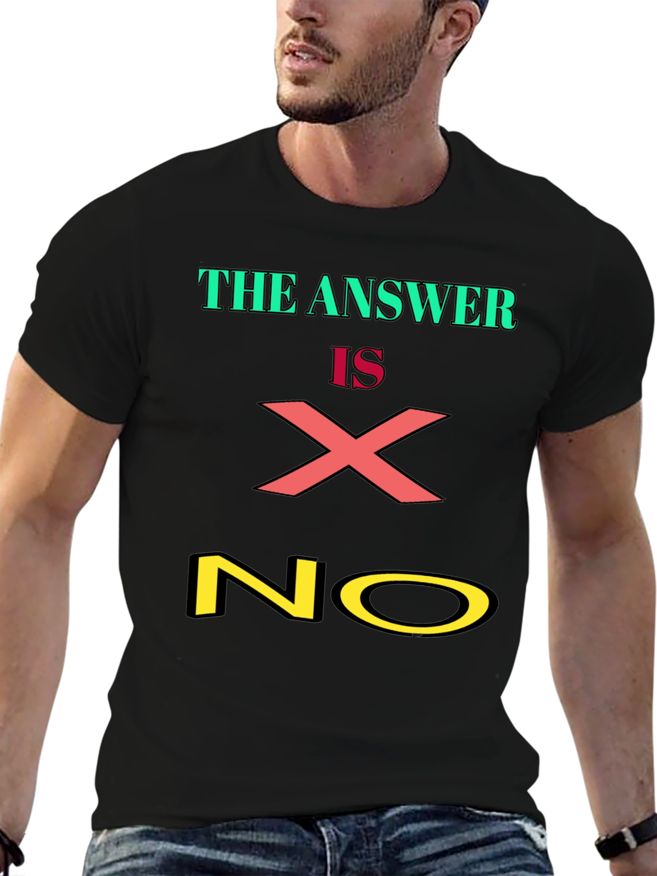 Black The Answer is X NO Graphic Tee view 6