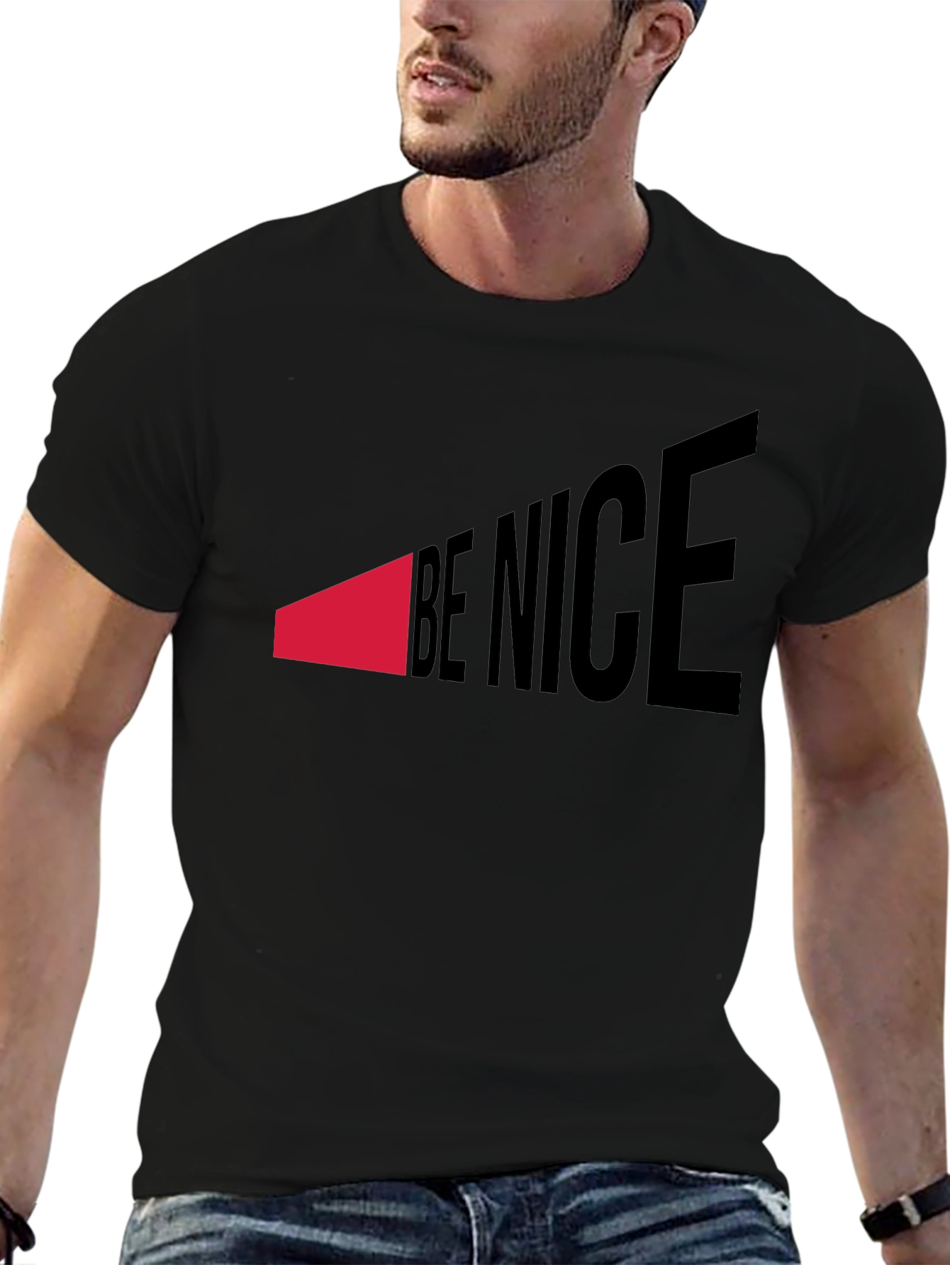 Black Be Nice Graphic Tee - Stylish Statement Shirt view 6