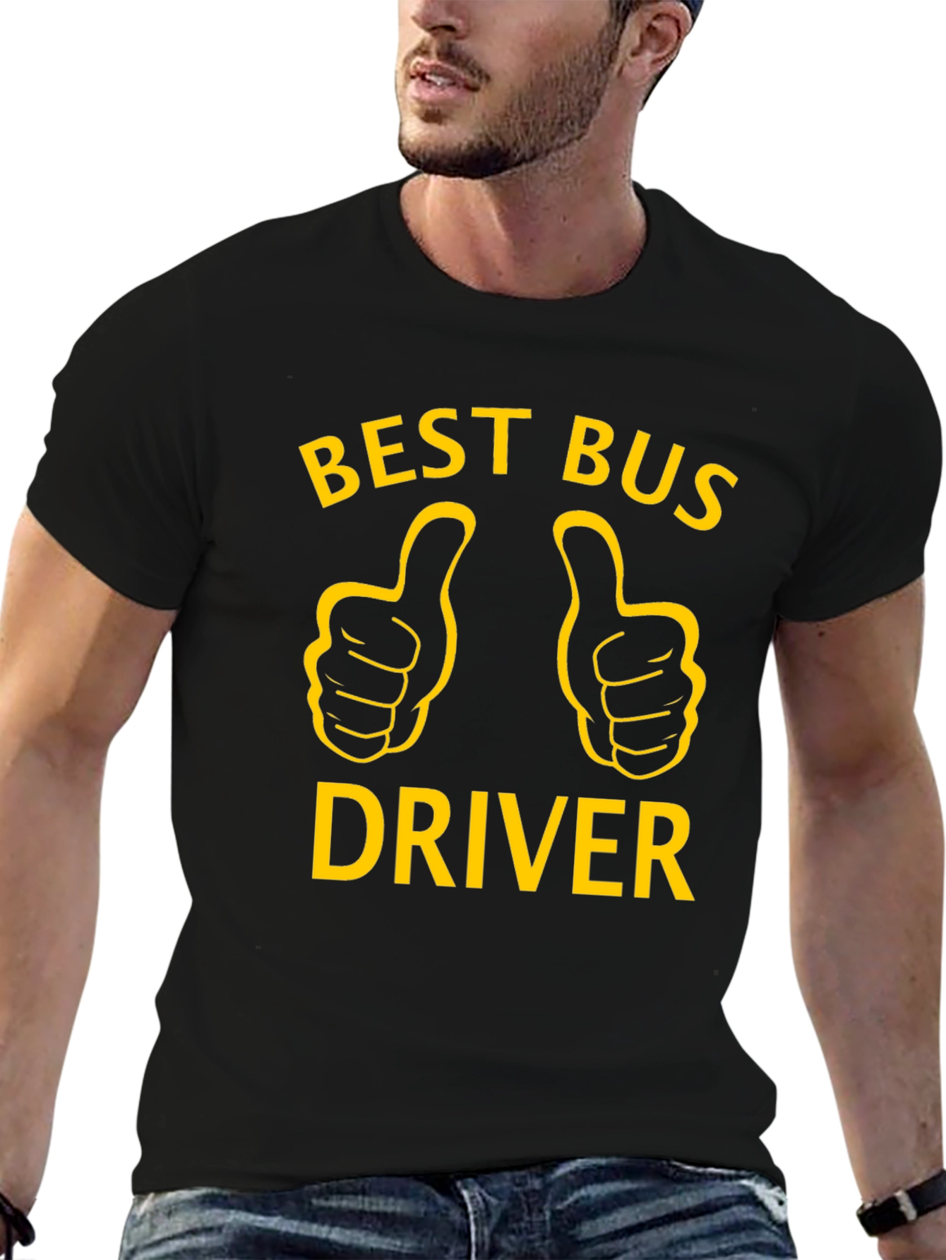 Black Best Bus Driver T-Shirt - Thumbs Up Graphic Tee view 6