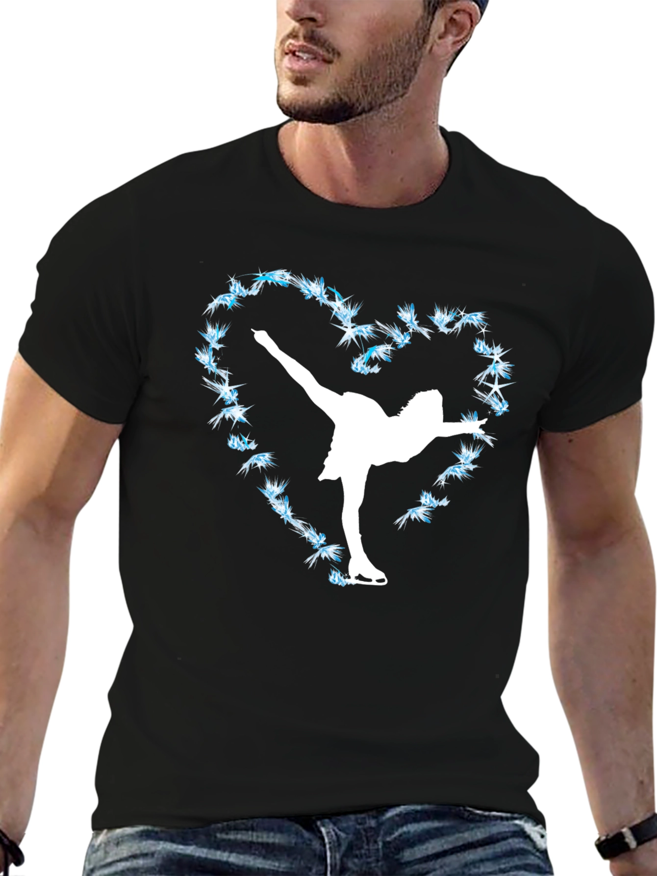 Black Ice Skating Heart T-Shirt - Figure Skater Tee view 6