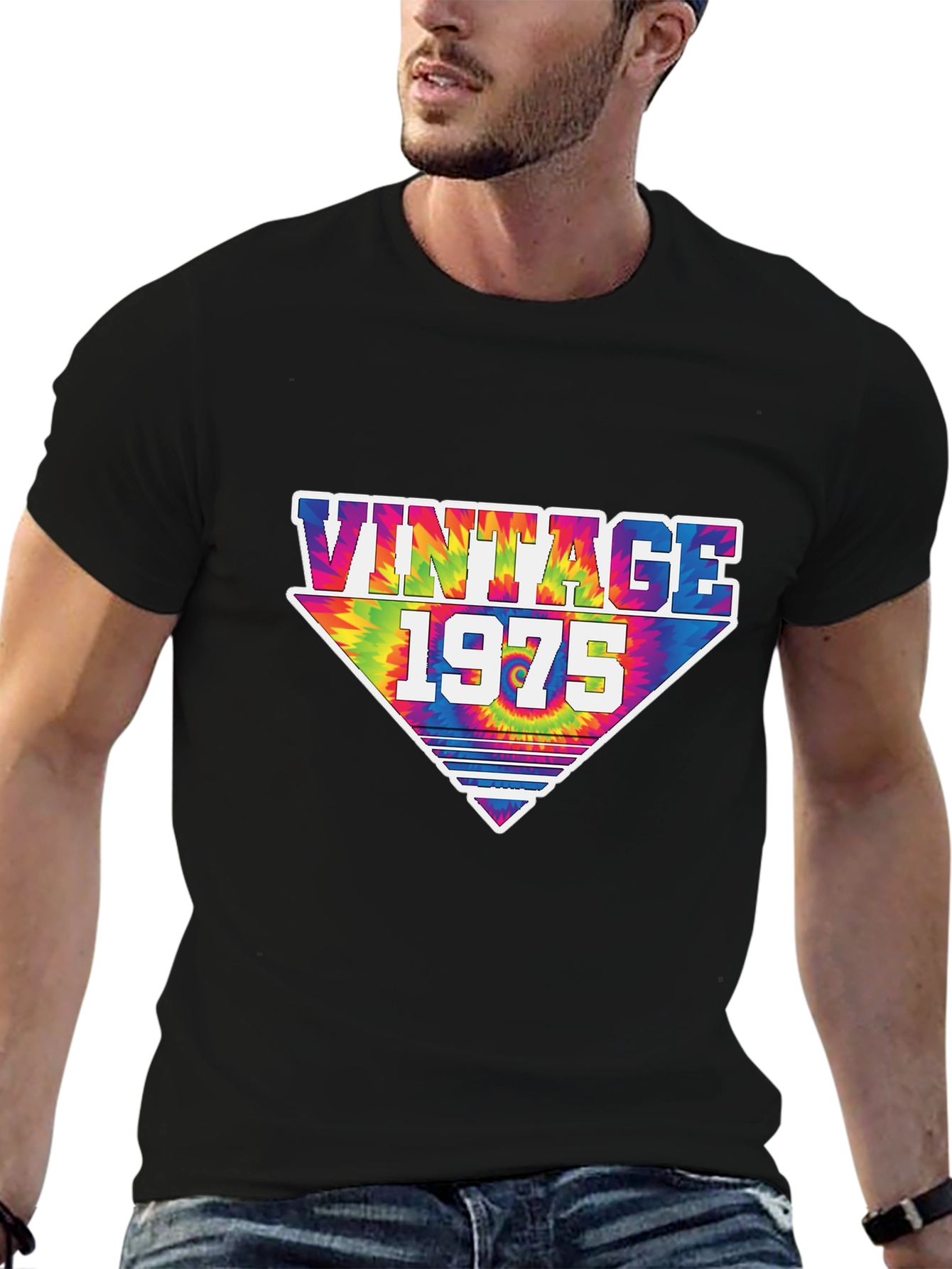 Black Vintage 1975 Tie Dye Graphic T-Shirt view 6