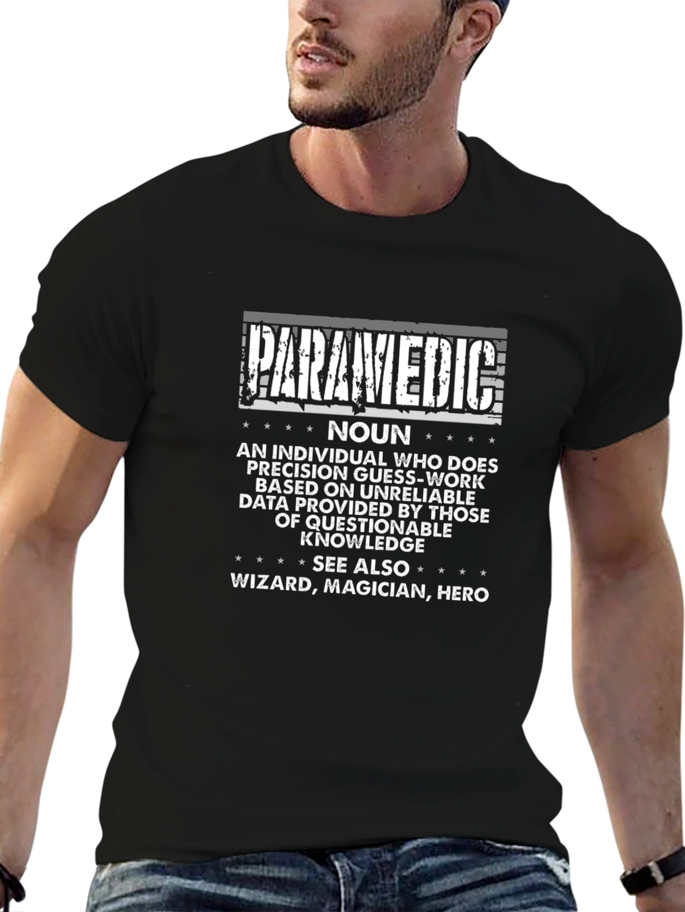 Black Paramedic Definition Novelty T-Shirt view 6