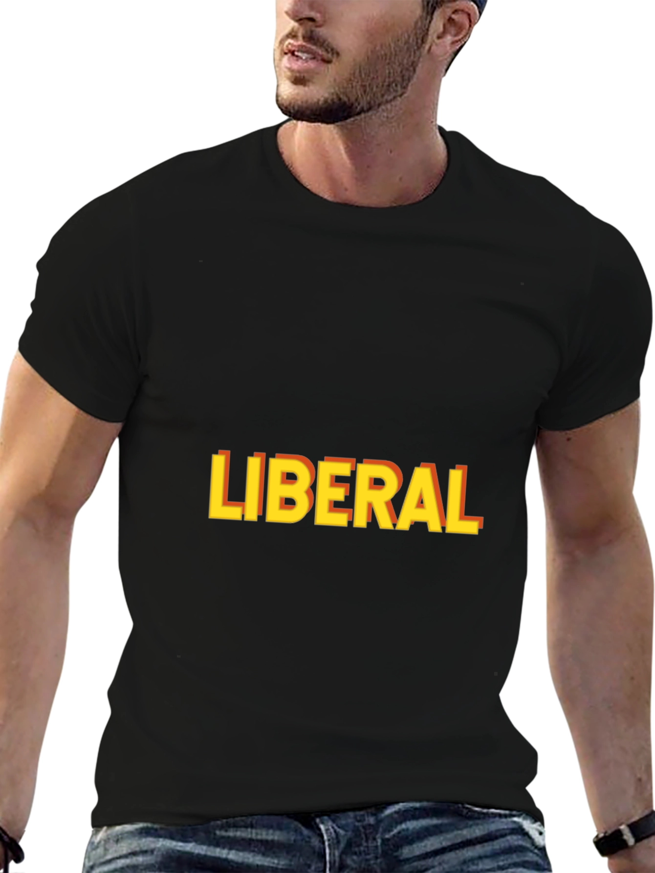 Black Liberal Graphic Print T-Shirt - Black view 6