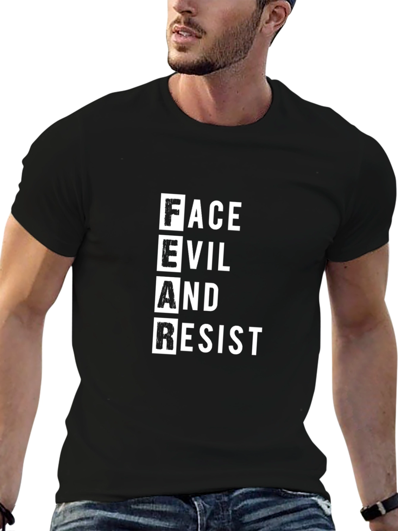 Black Face Evil And Resist Black Graphic T-Shirt view 6