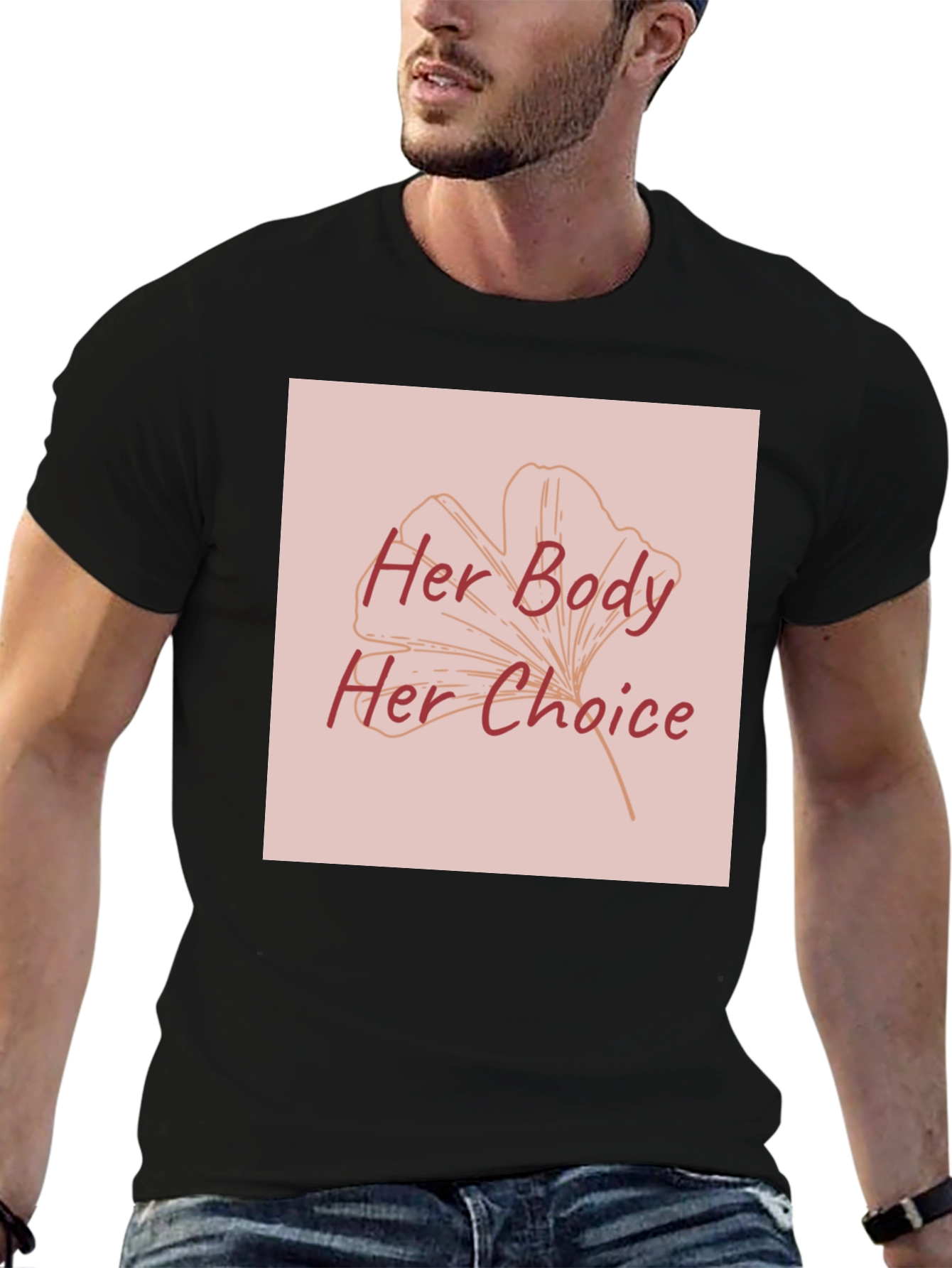 Black Her Body Her Choice Graphic Tee - Pro Choice T-Shirt view 6