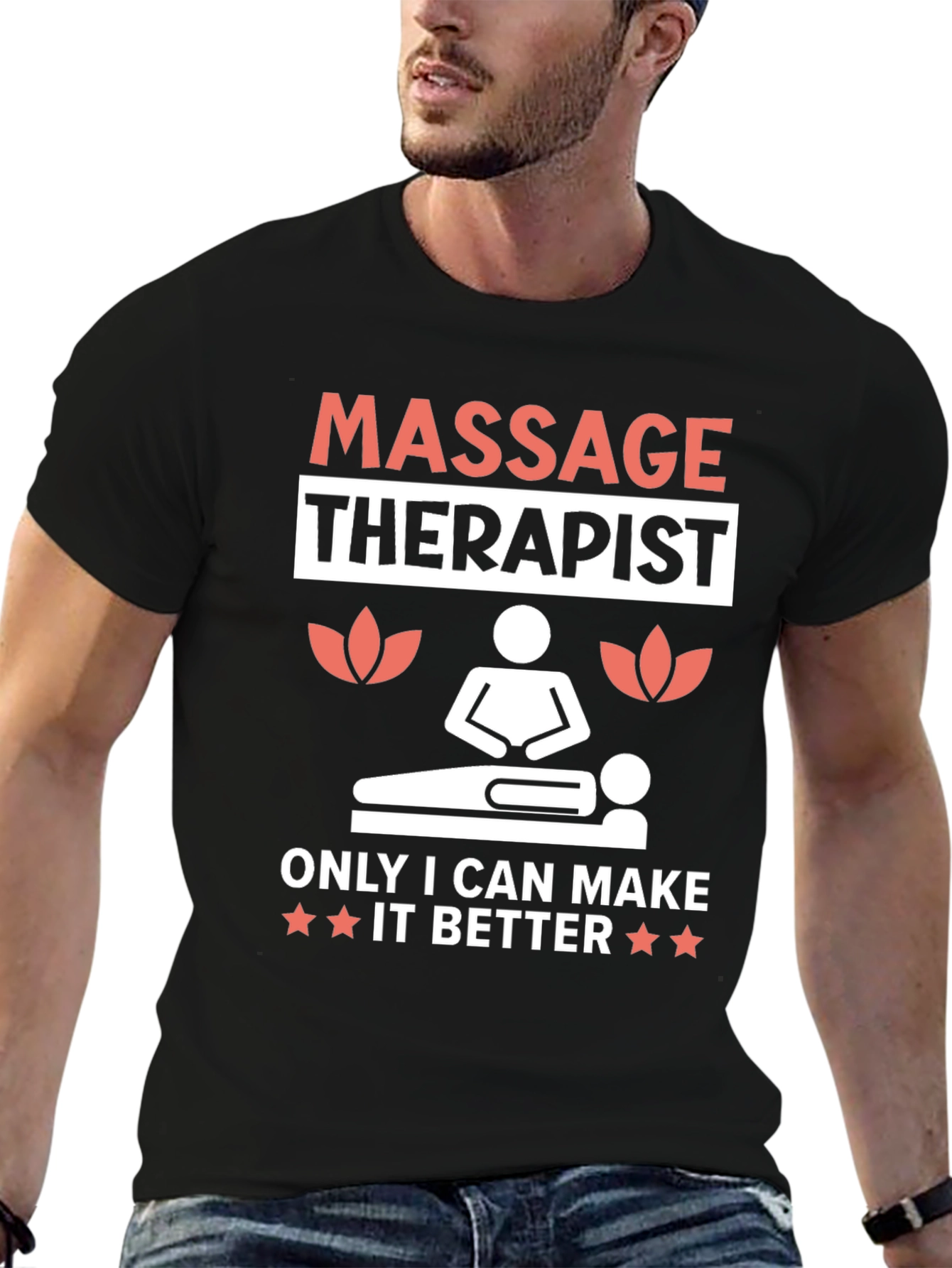 Black Massage Therapist Graphic T-Shirt view 6