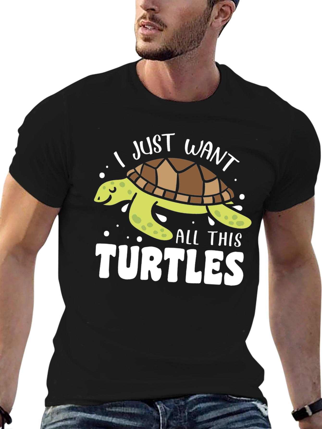 Black I Just Want All This Turtles T-Shirt view 6
