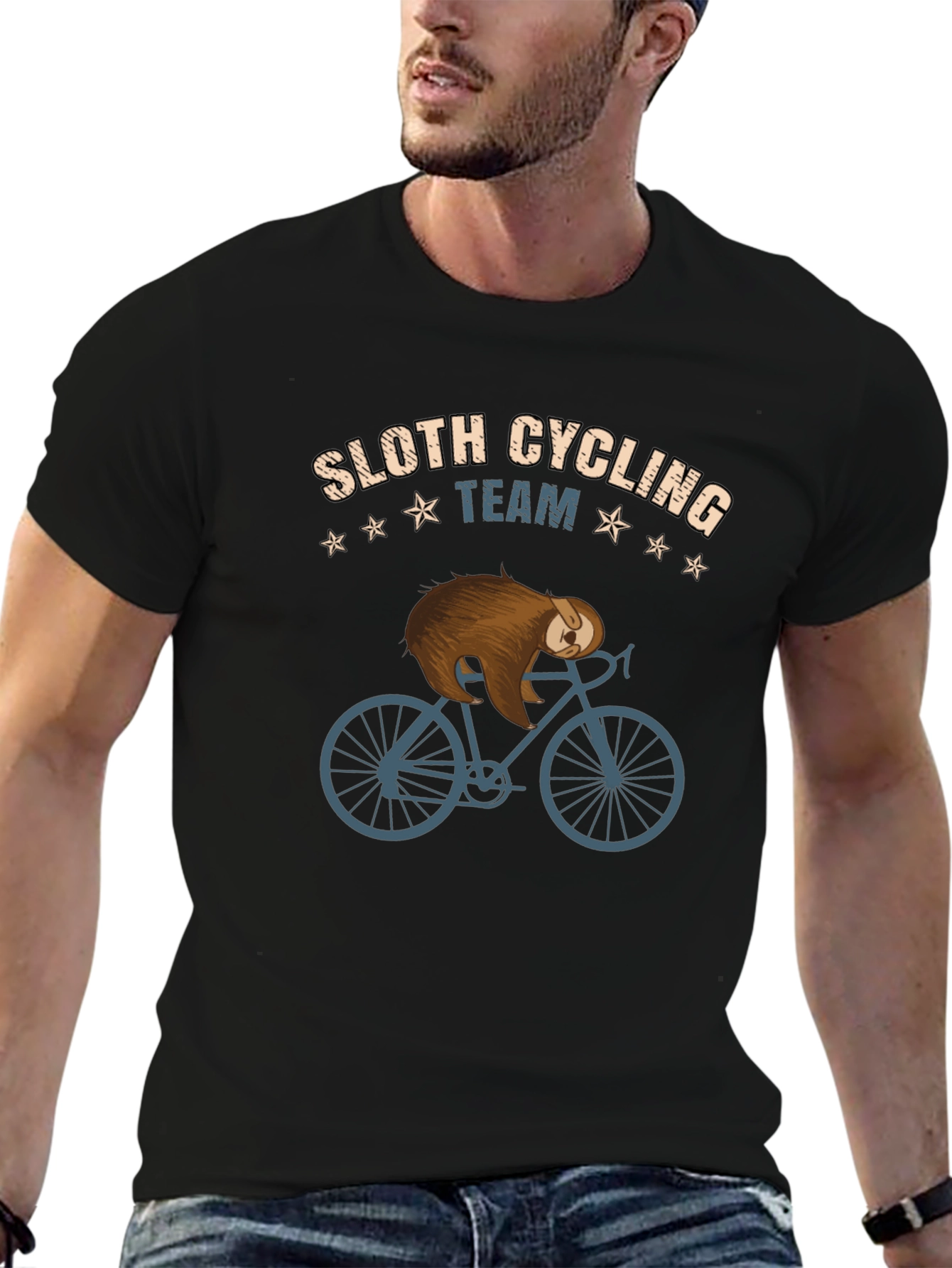 Black Sloth Cycling Team Graphic T-Shirt view 6