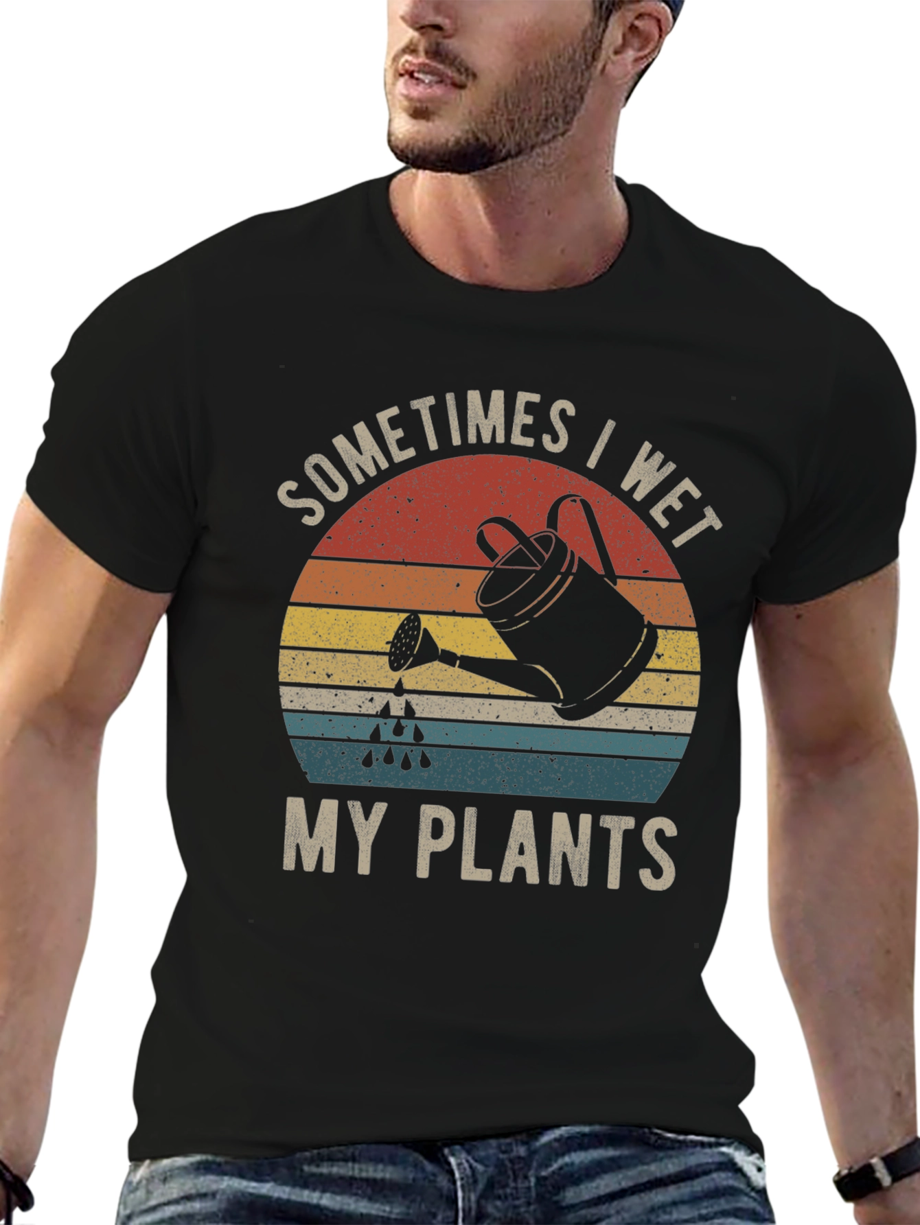 Black Sometimes I Wet My Plants Graphic Tee view 6