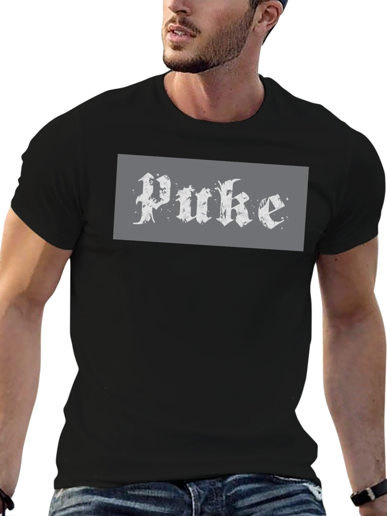 Black Puke Graphic Tee - Black Cotton Blend view 6