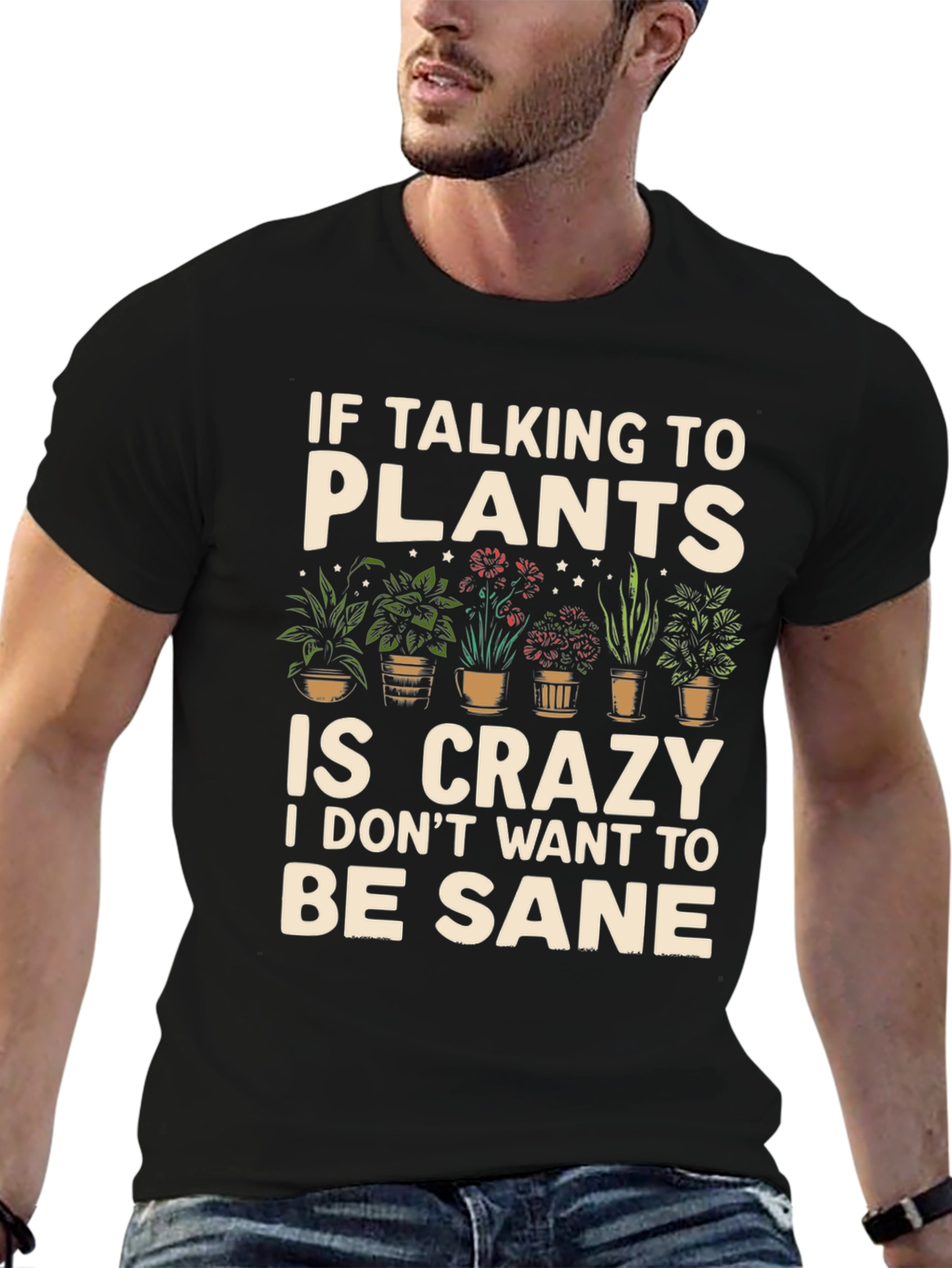 Black Plant Lover Graphic T-Shirt - Crazy About Plants! view 6