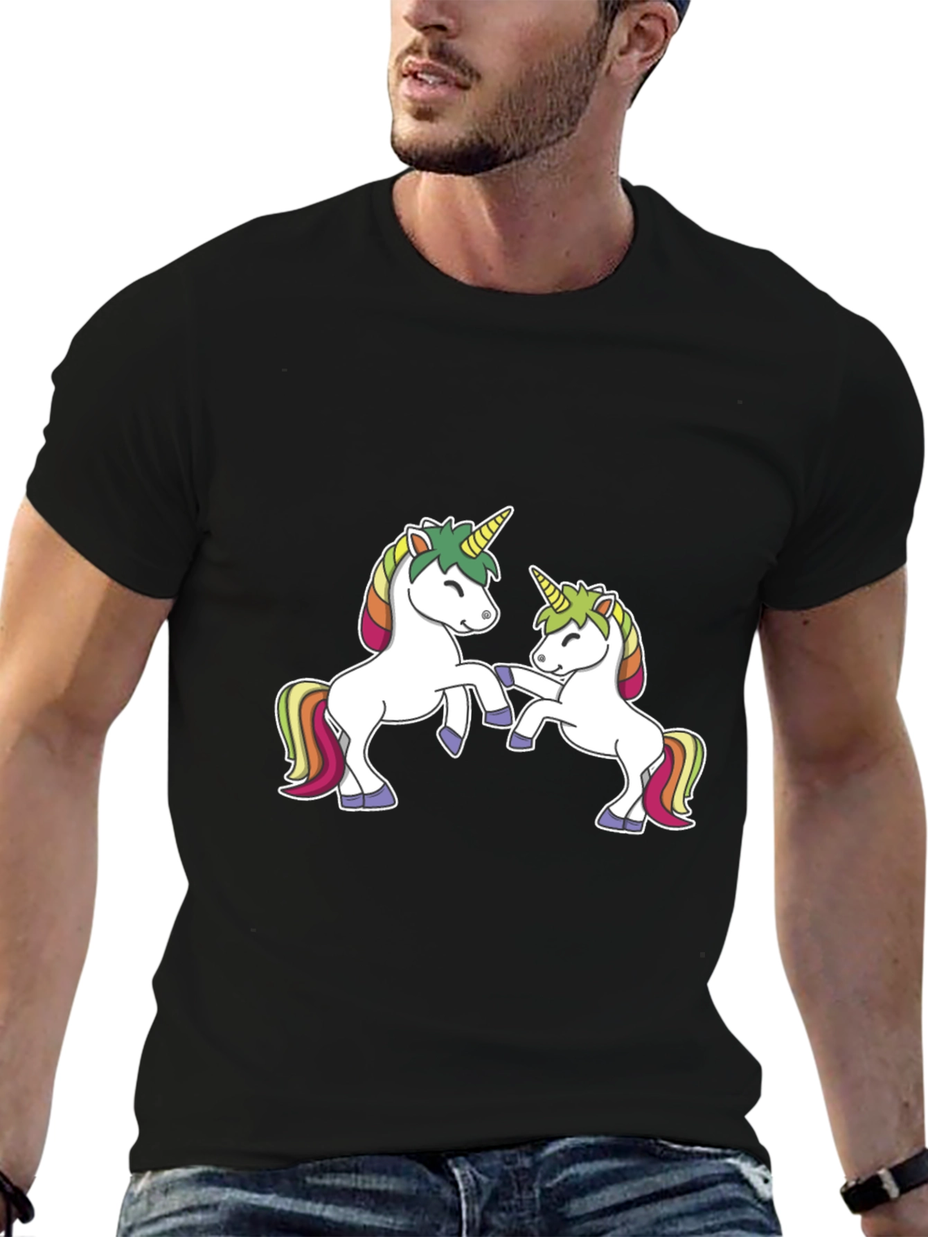 Black Unicorn T-Shirt - Black Cotton Blend view 6
