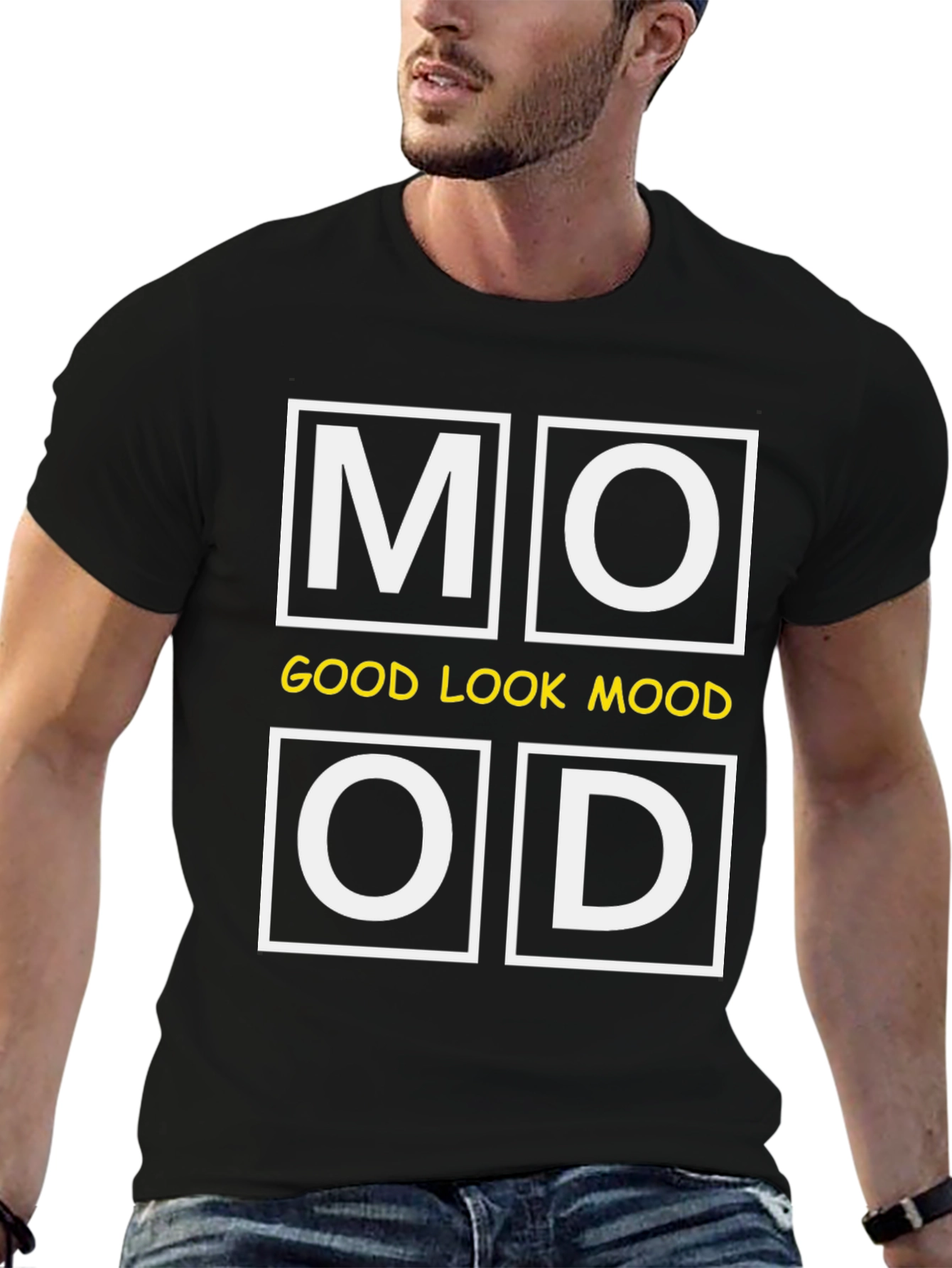 Black Good Look Mood T-Shirt - Stylish Black Tee view 6
