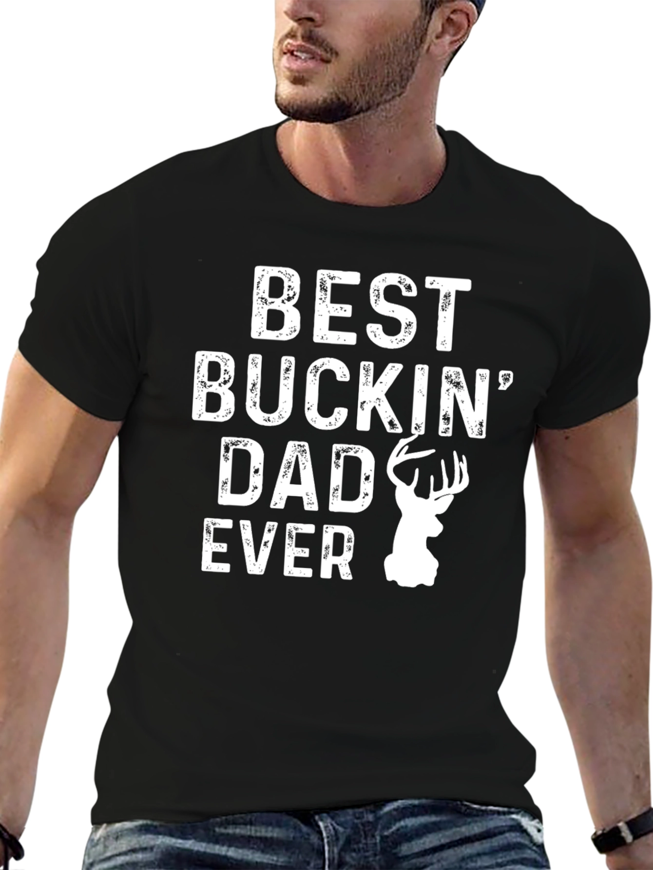 Black Best Buckin' Dad Ever Black T-Shirt view 6