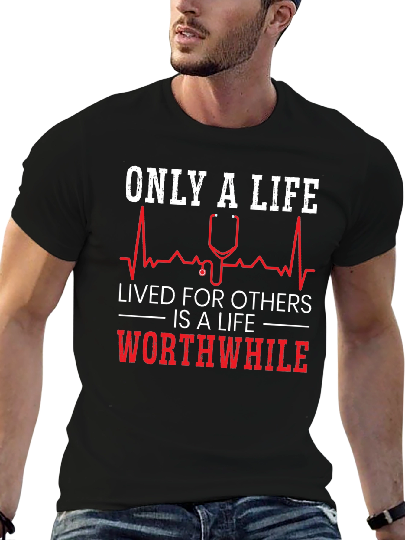 Black Only a Life Lived for Others Graphic Tee view 6