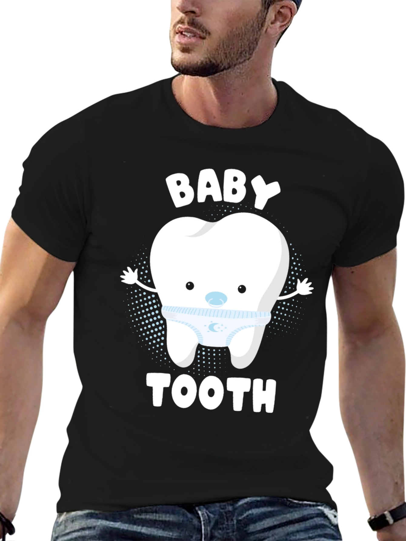 Black Cute Baby Tooth Graphic T-Shirt view 6