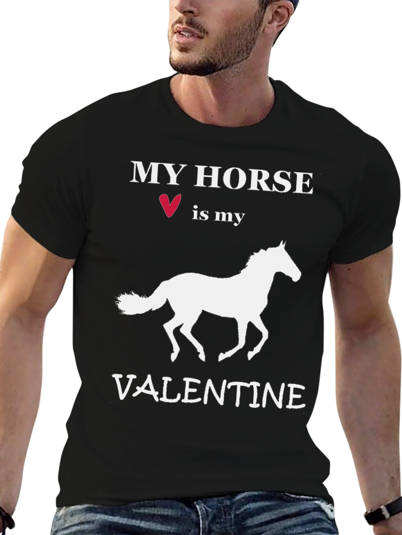 Black My Horse is My Valentine T-Shirt view 6