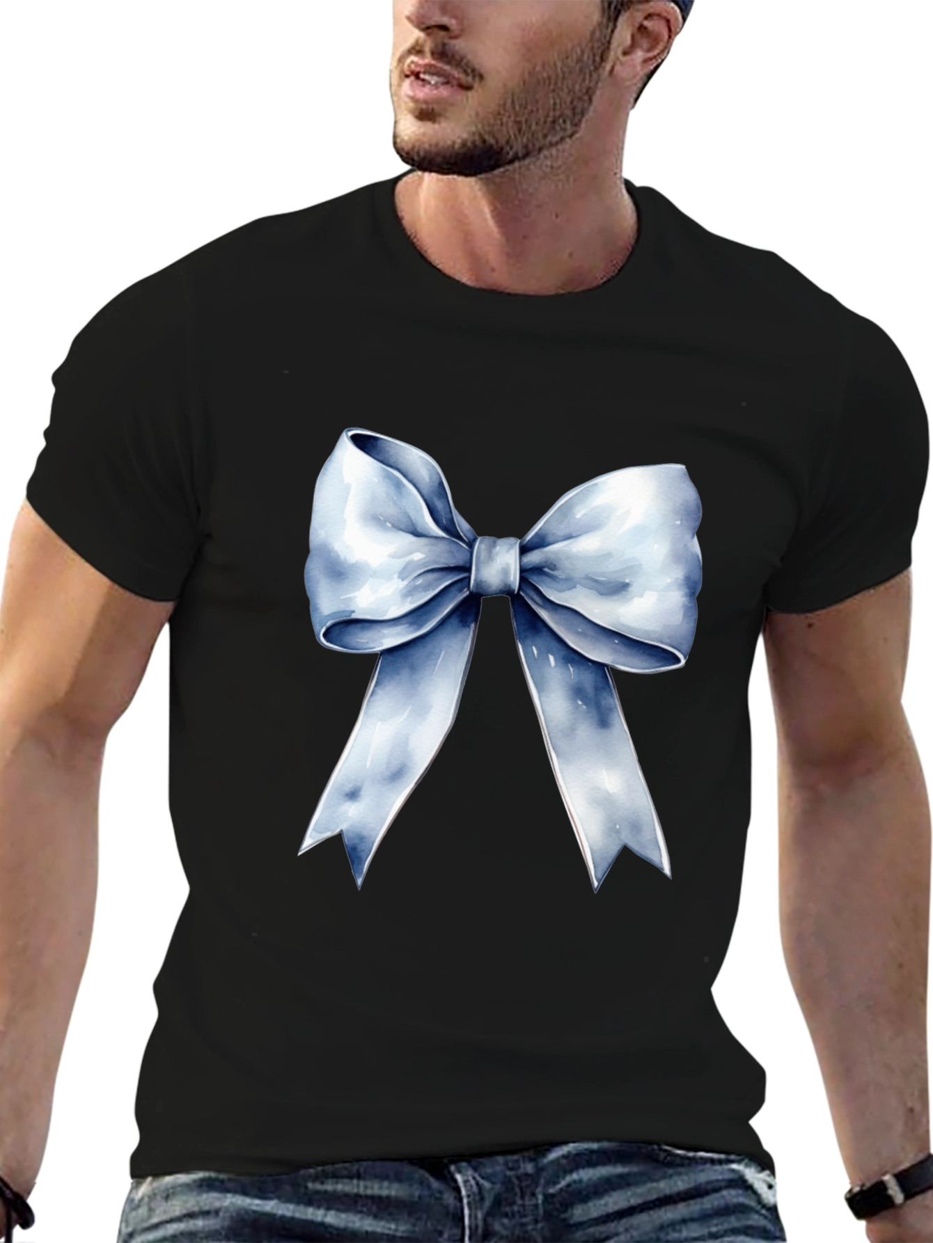 Black Bow Graphic Tee - Stylish Black Cotton T-Shirt view 6