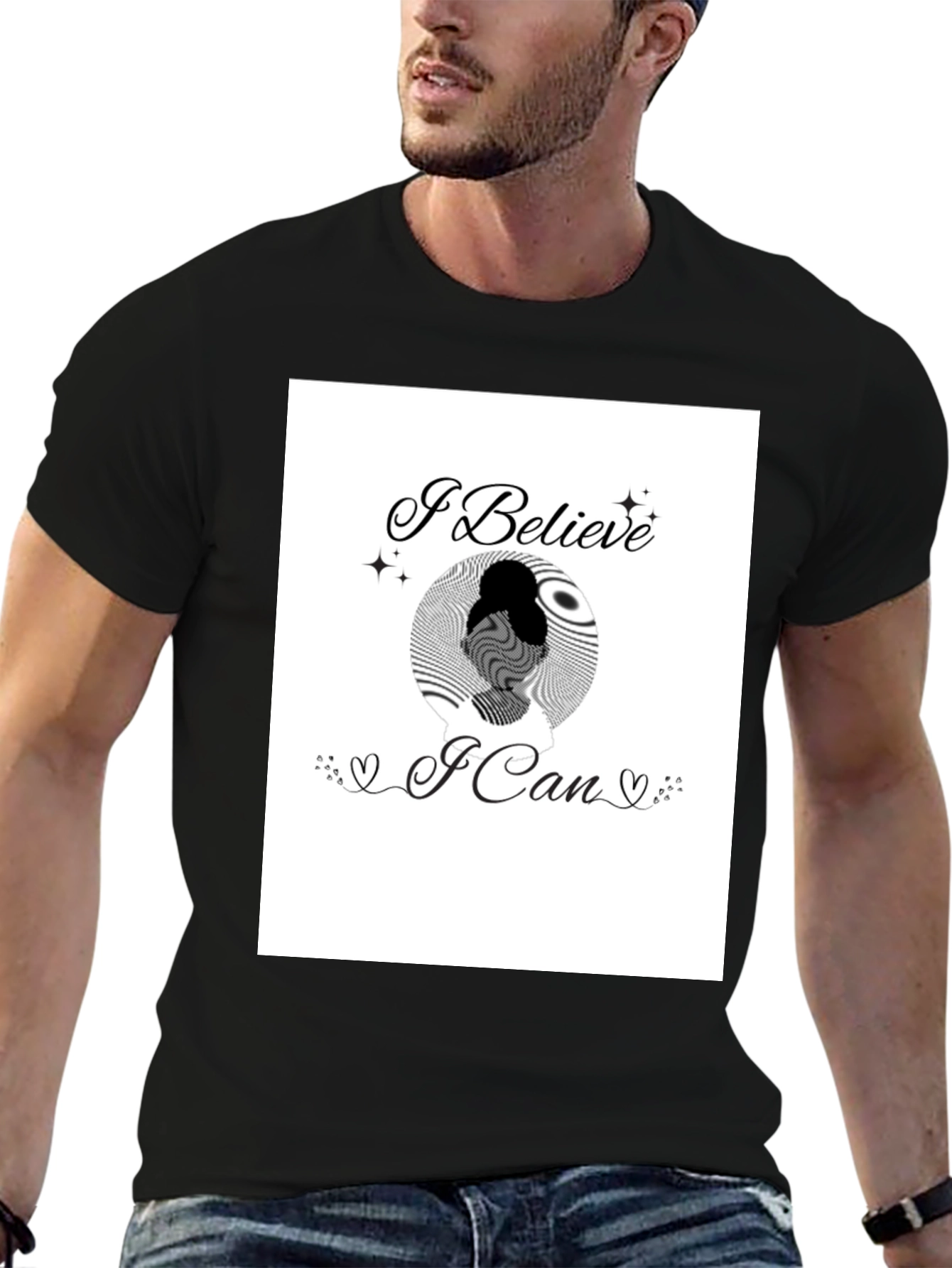 Black Believe in Yourself Graphic Tee - Black view 6