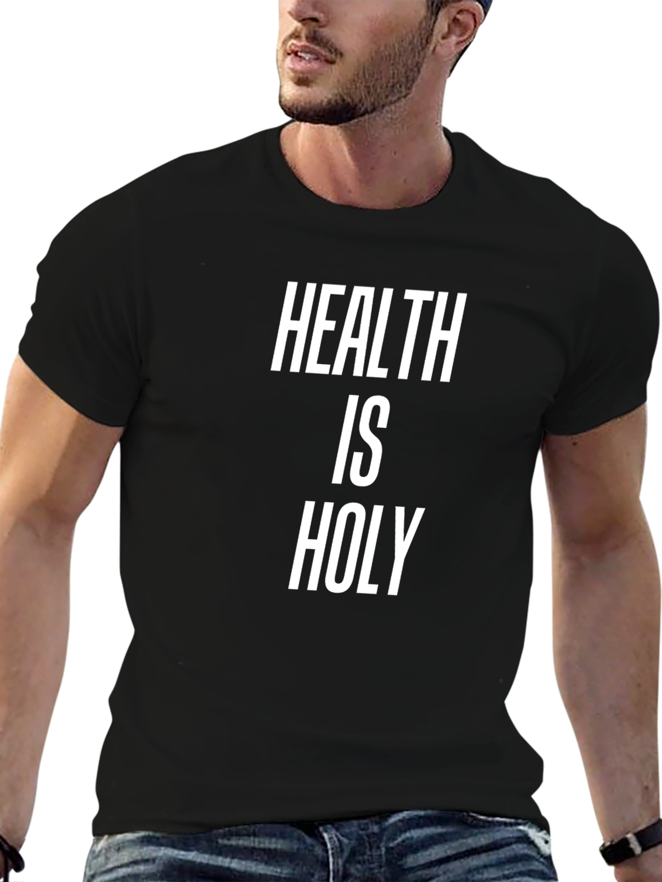 Black Health Is Holy Black Graphic Tee view 6