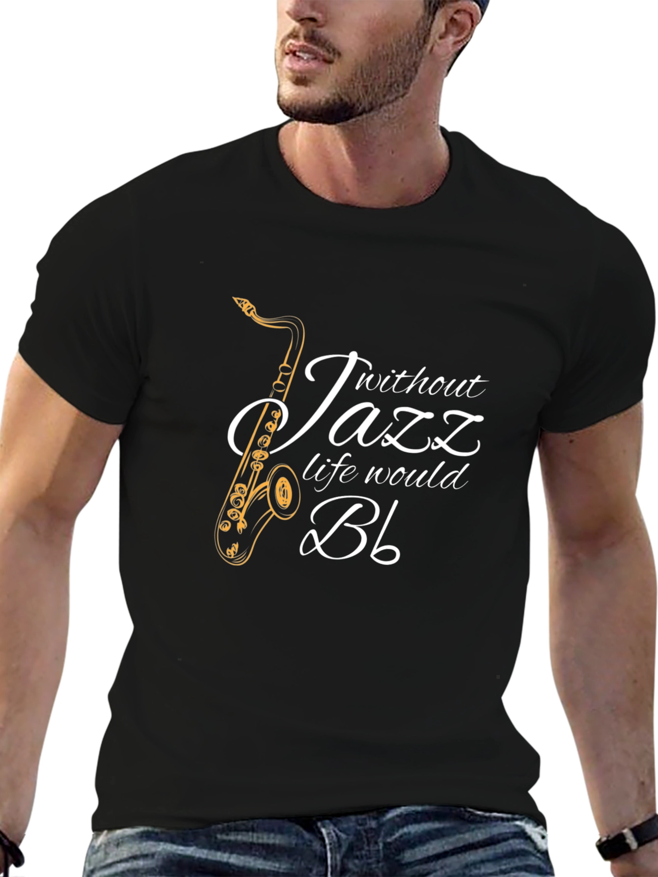 Black Without Jazz Life Would Bb - Black T-Shirt view 6