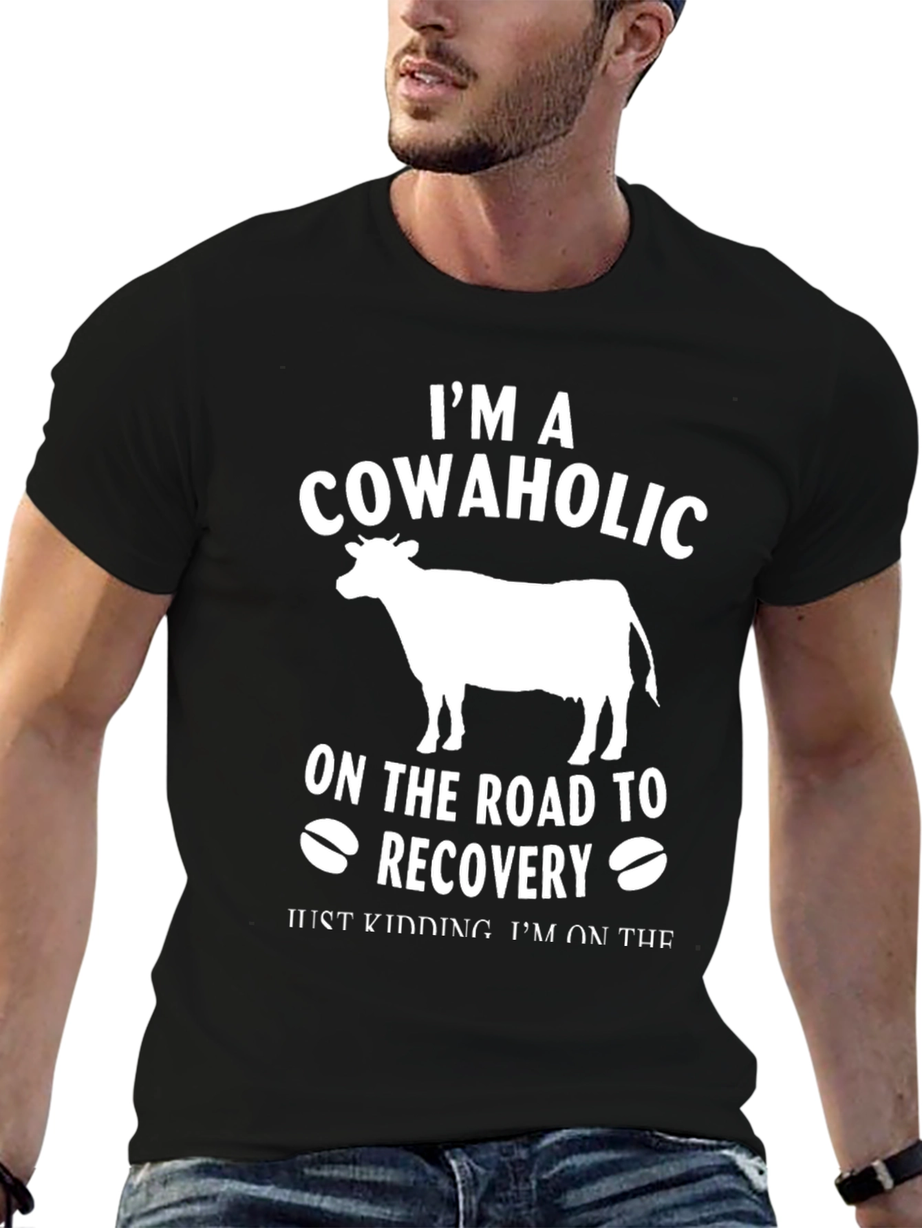 Black Cowaholic Recovery T-Shirt - Funny Humor view 6