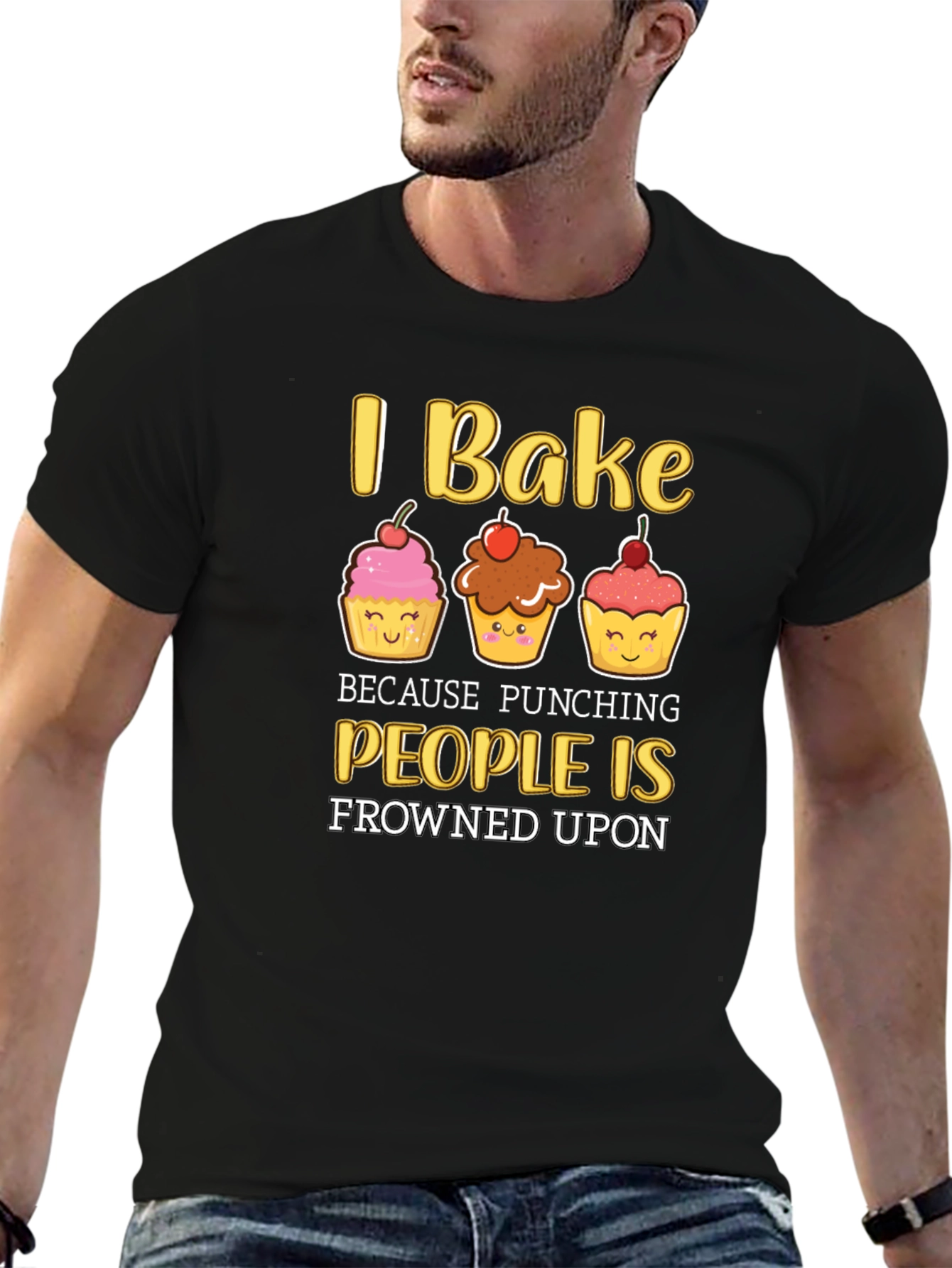 Black I Bake Funny Graphic T-Shirt view 6