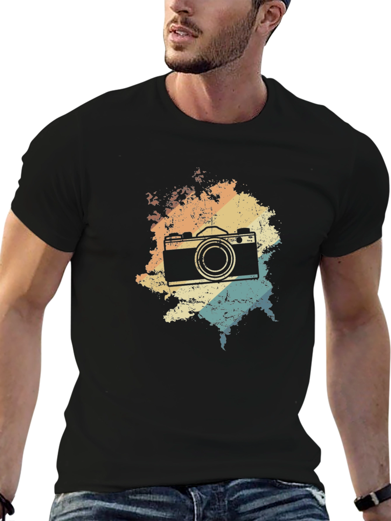Black Retro Camera Graphic T-Shirt - Vintage Style view 6