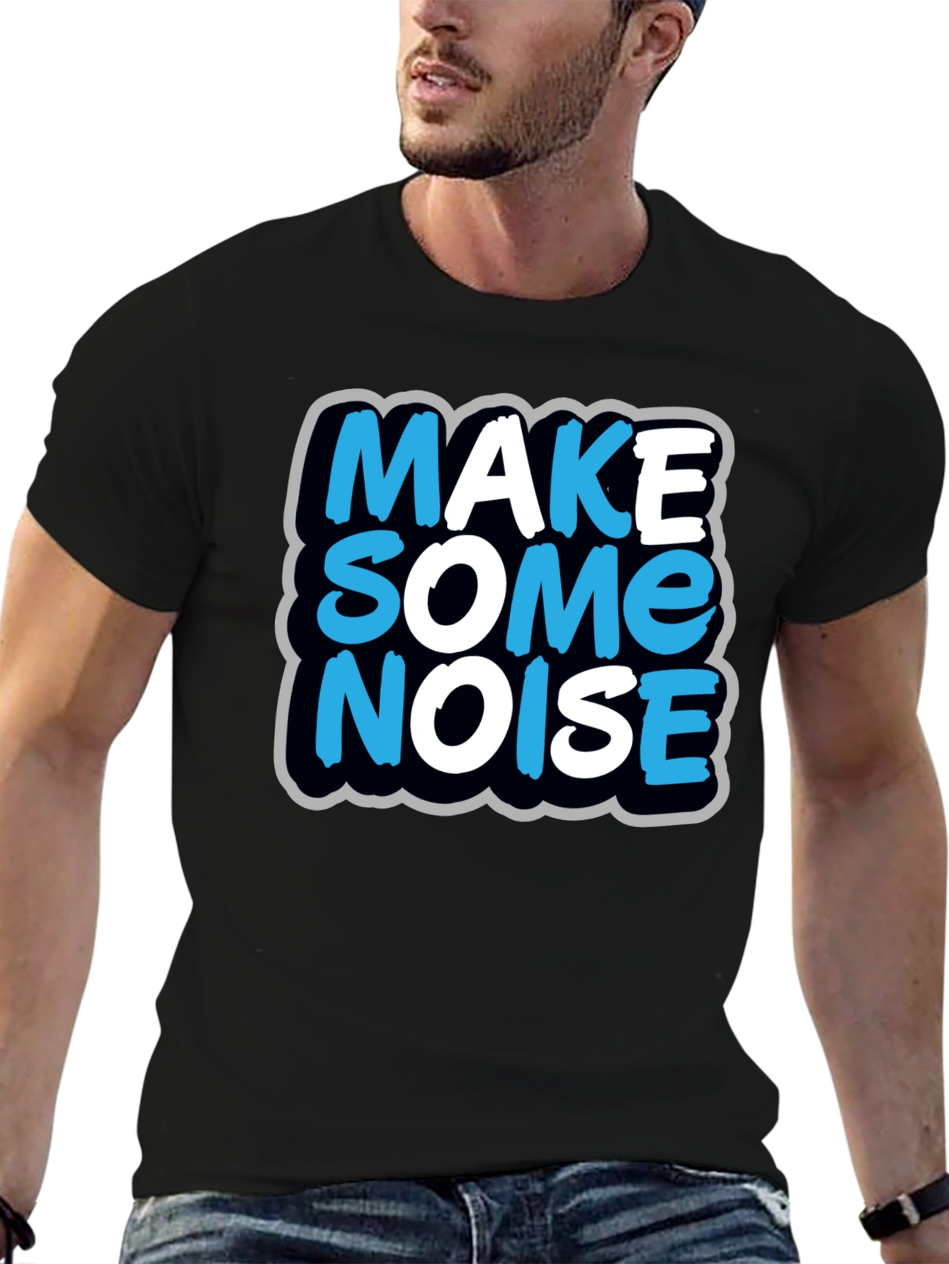 Black Make Some Noise T-Shirt - Black view 6