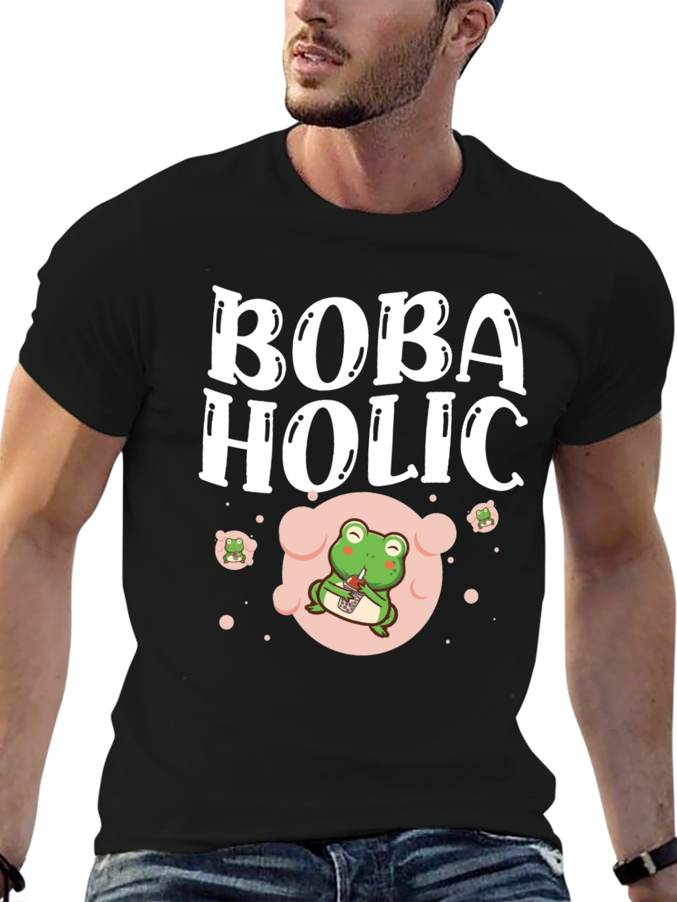 Black Boba Holic Frog Graphic Tee view 6