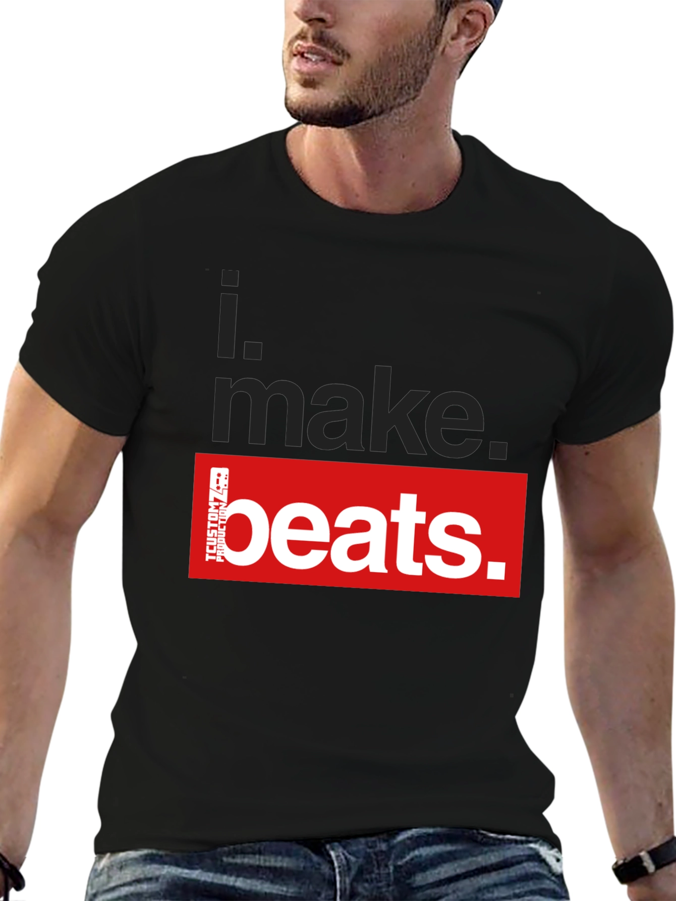 Black I Make Beats Graphic T-Shirt - Black view 6