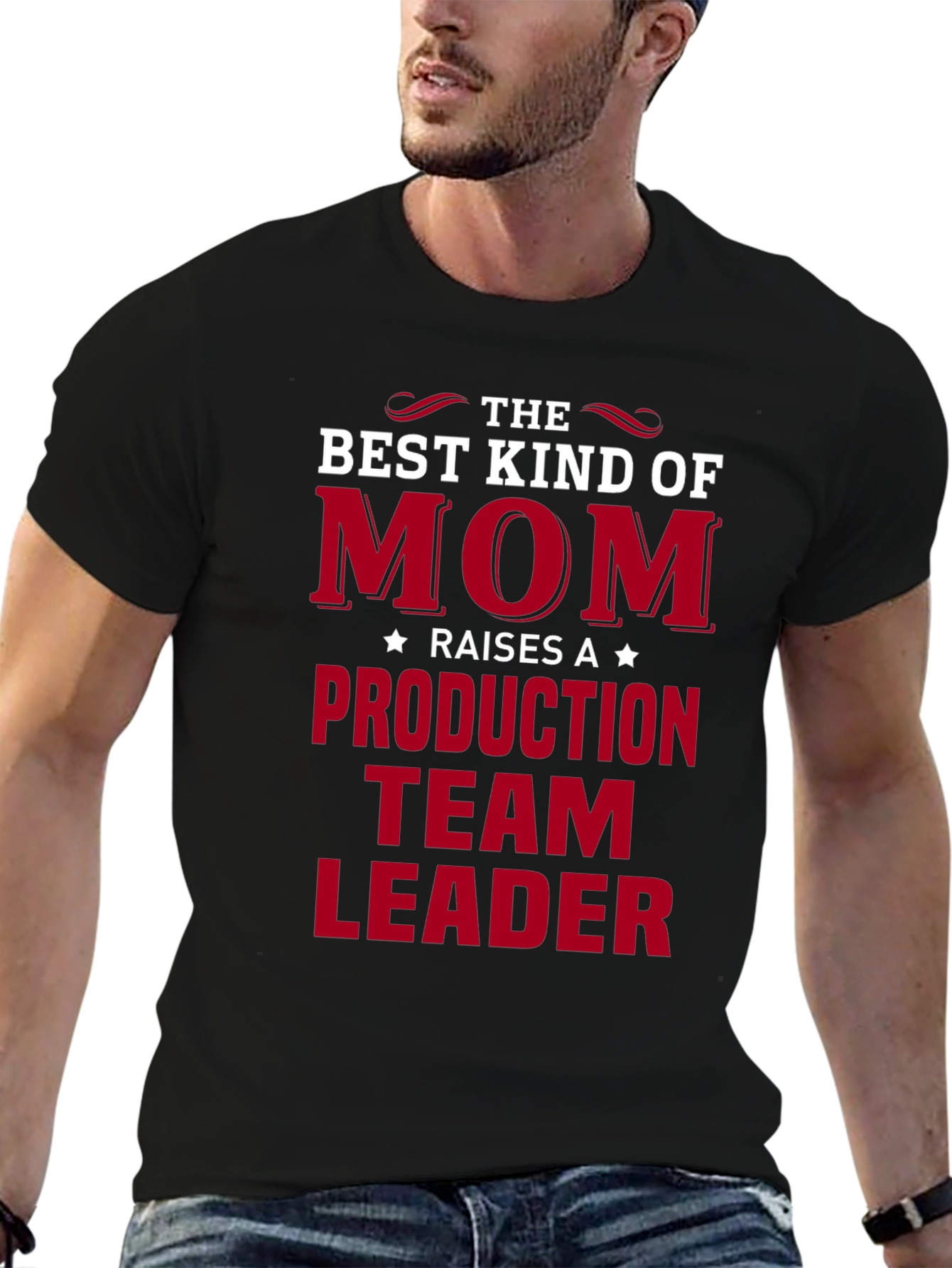 Black Production Team Leader Mom Graphic Tee view 6