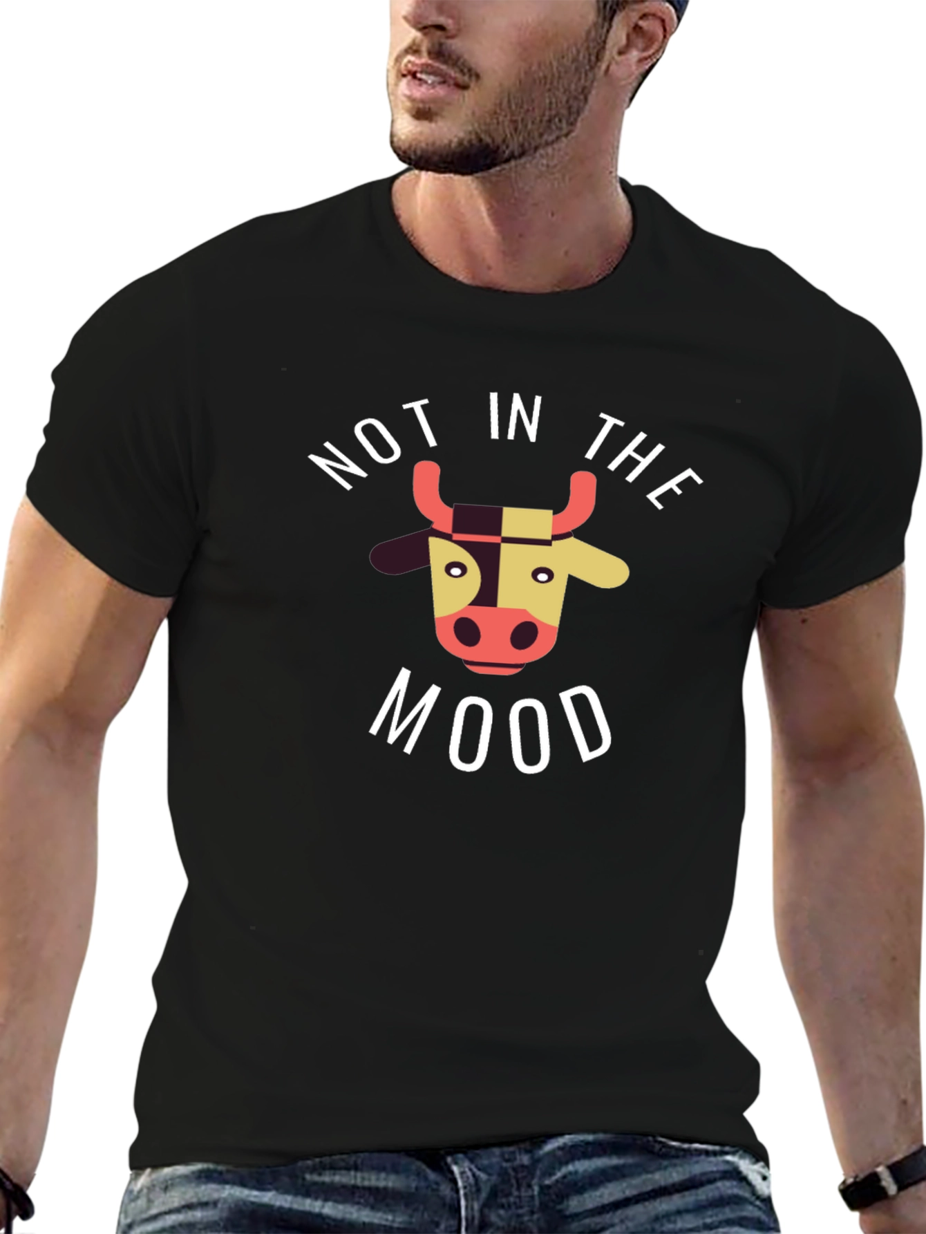 Black Not in the Mood Cow Graphic Tee - Black view 6