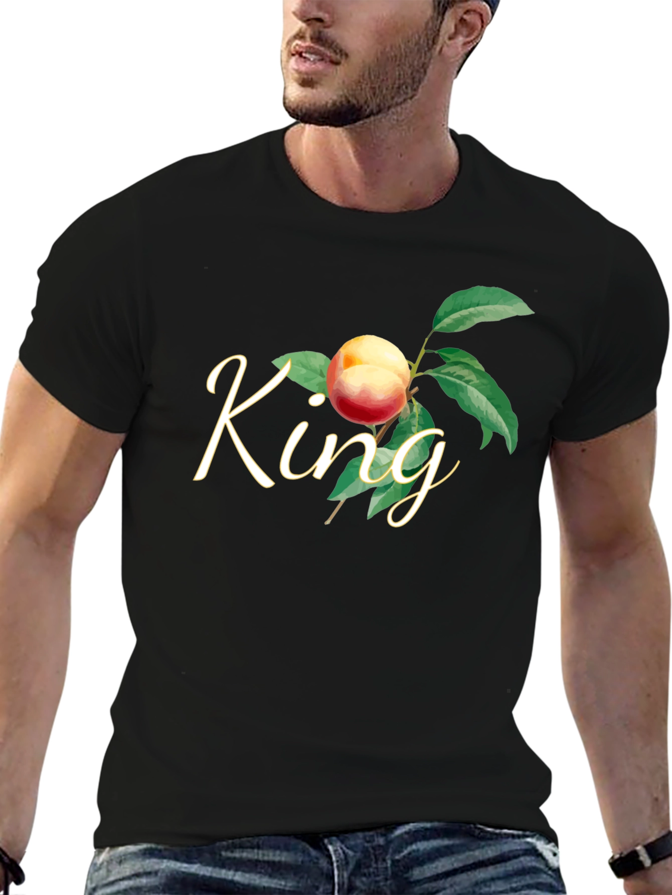 Black King Peach Graphic T-Shirt - Black view 6
