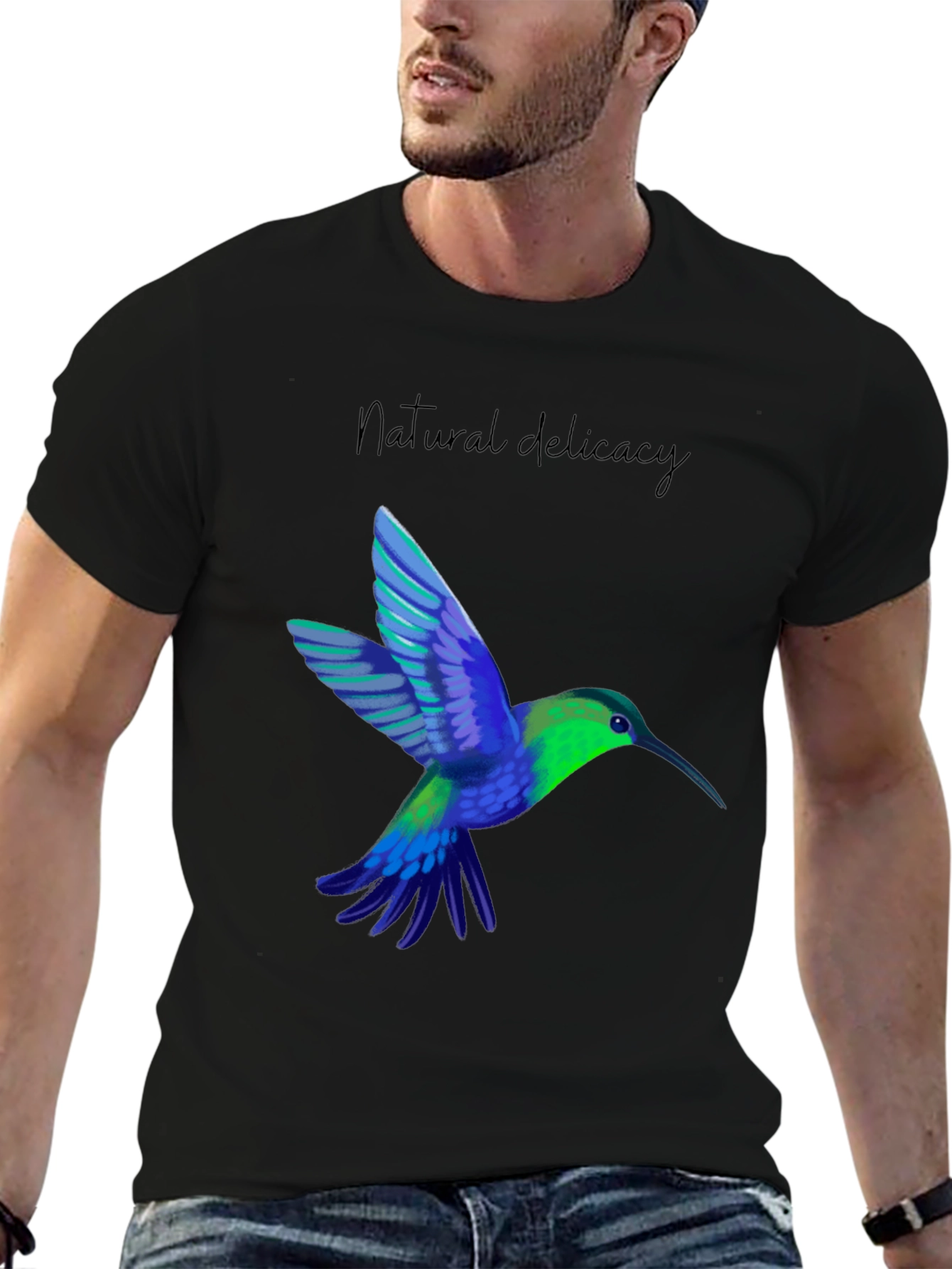 Black Hummingbird Graphic Tee - Natural Delicacy view 6