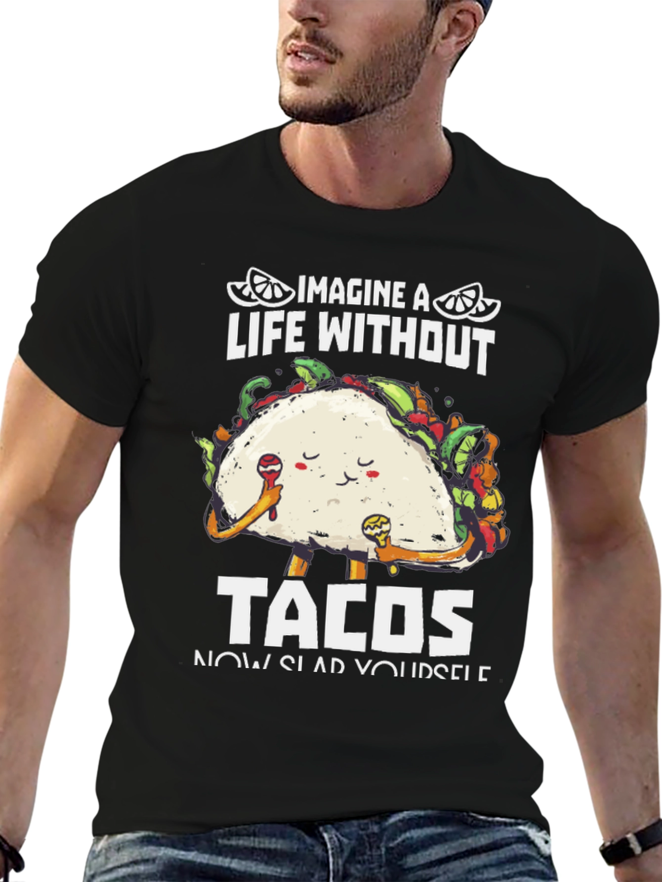 Black Imagine A Life Without Tacos T-Shirt view 6