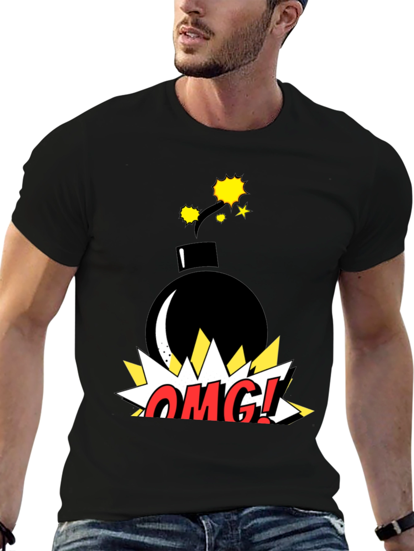 Black OMG! Graphic T-Shirt - Bomb Design view 6