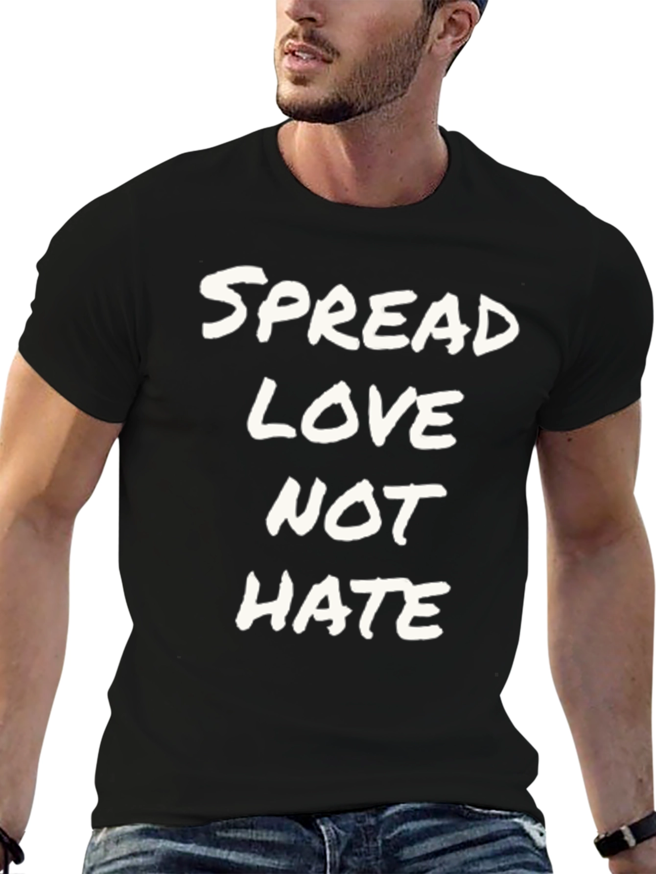 Black Spread Love Not Hate Graphic Tee view 6