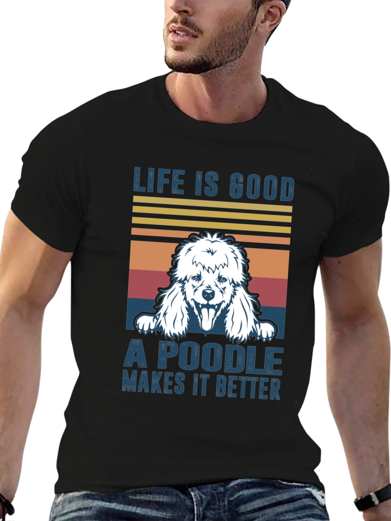 Black Life is Good Poodle T-Shirt view 6