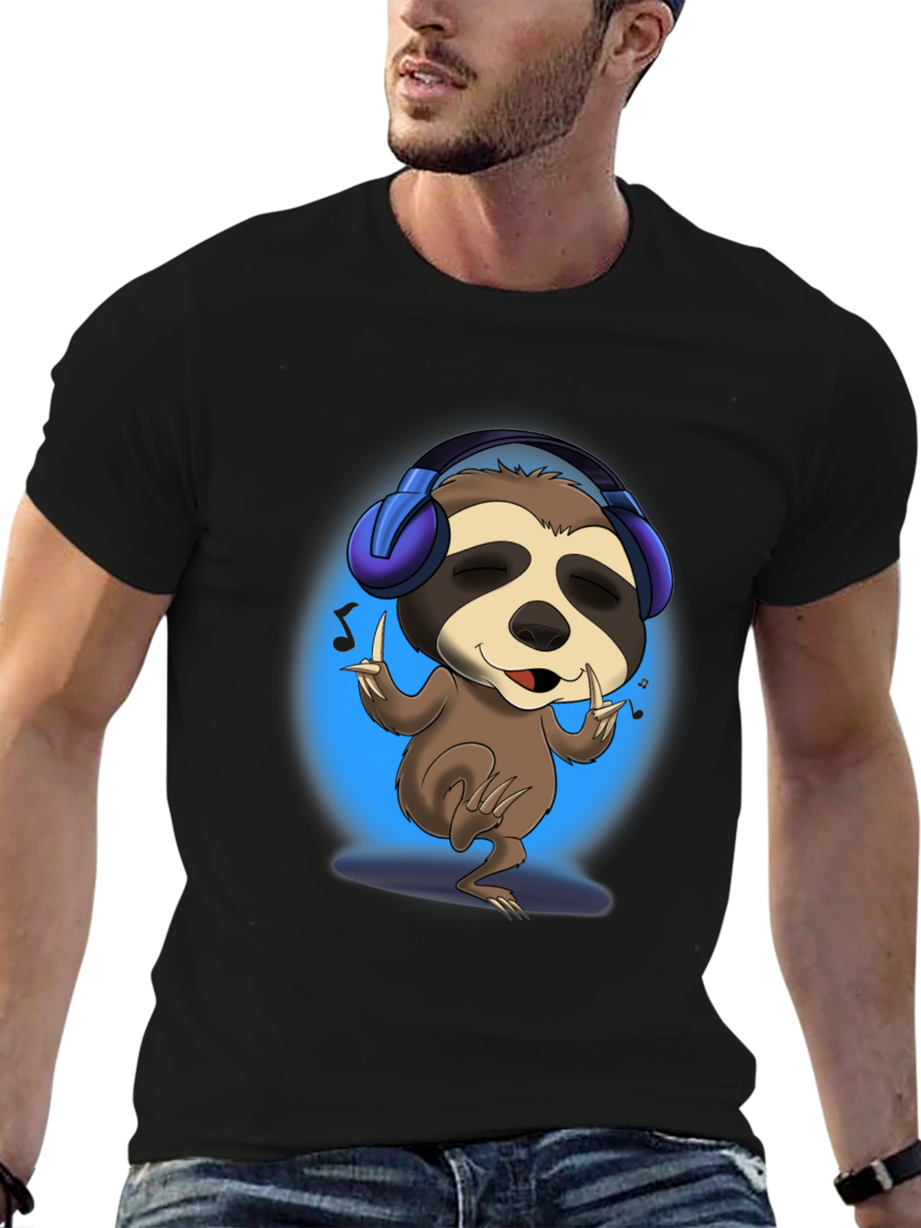 Black Sloth DJ Graphic Tee - Cool & Comfy T-Shirt view 6