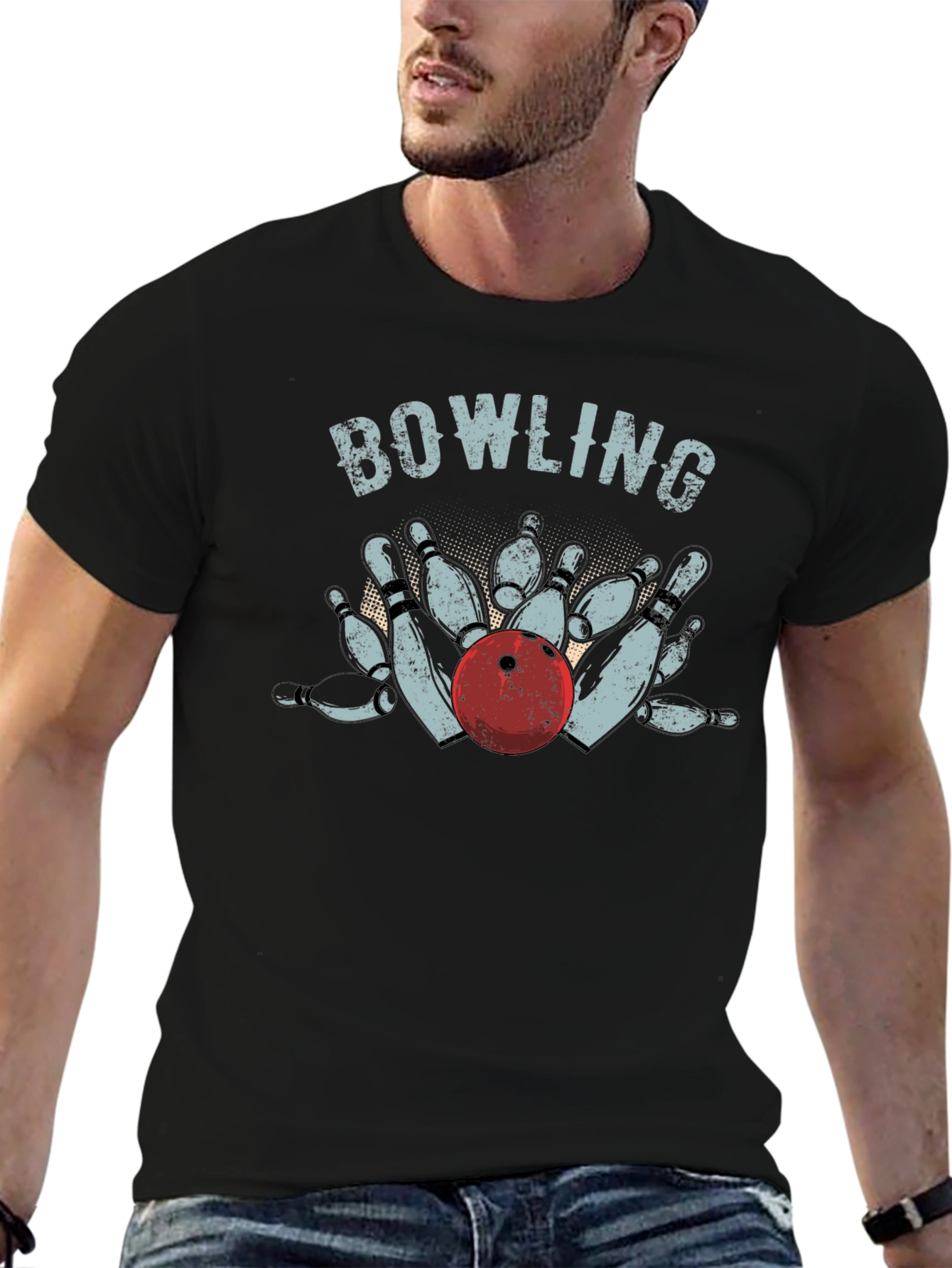 Black Bowling Strike Graphic Tee - Black view 6