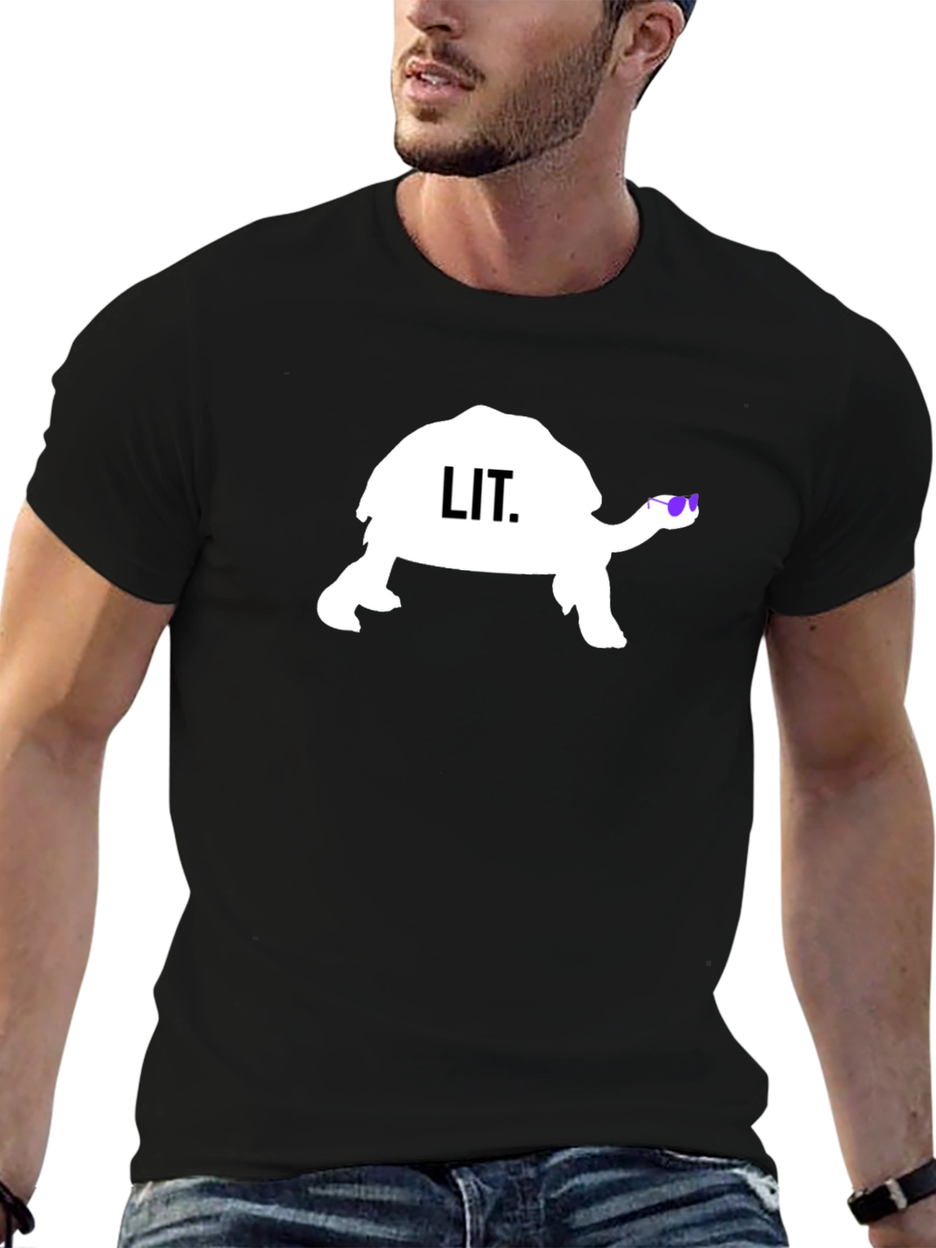 Black Cool Turtle Lit T-Shirt - Black view 6