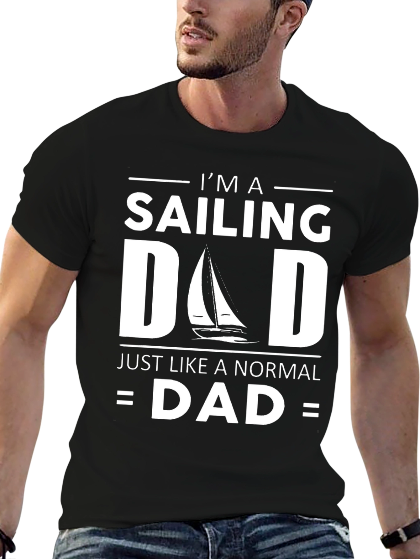 Black Sailing Dad T-Shirt - Just Like a Normal Dad Funny Tee view 6
