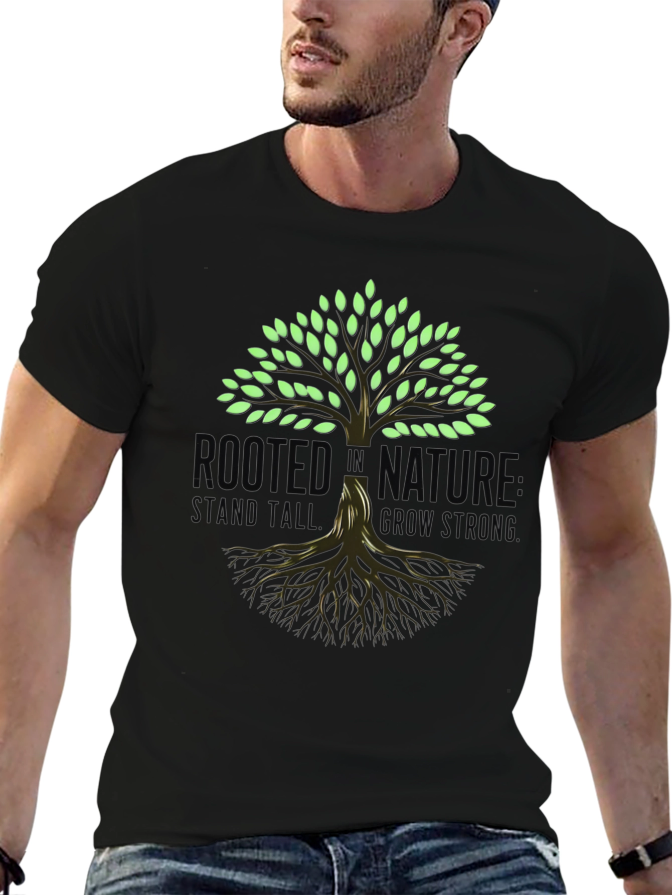 Black Rooted in Nature Graphic T-Shirt - Stay Strong view 6