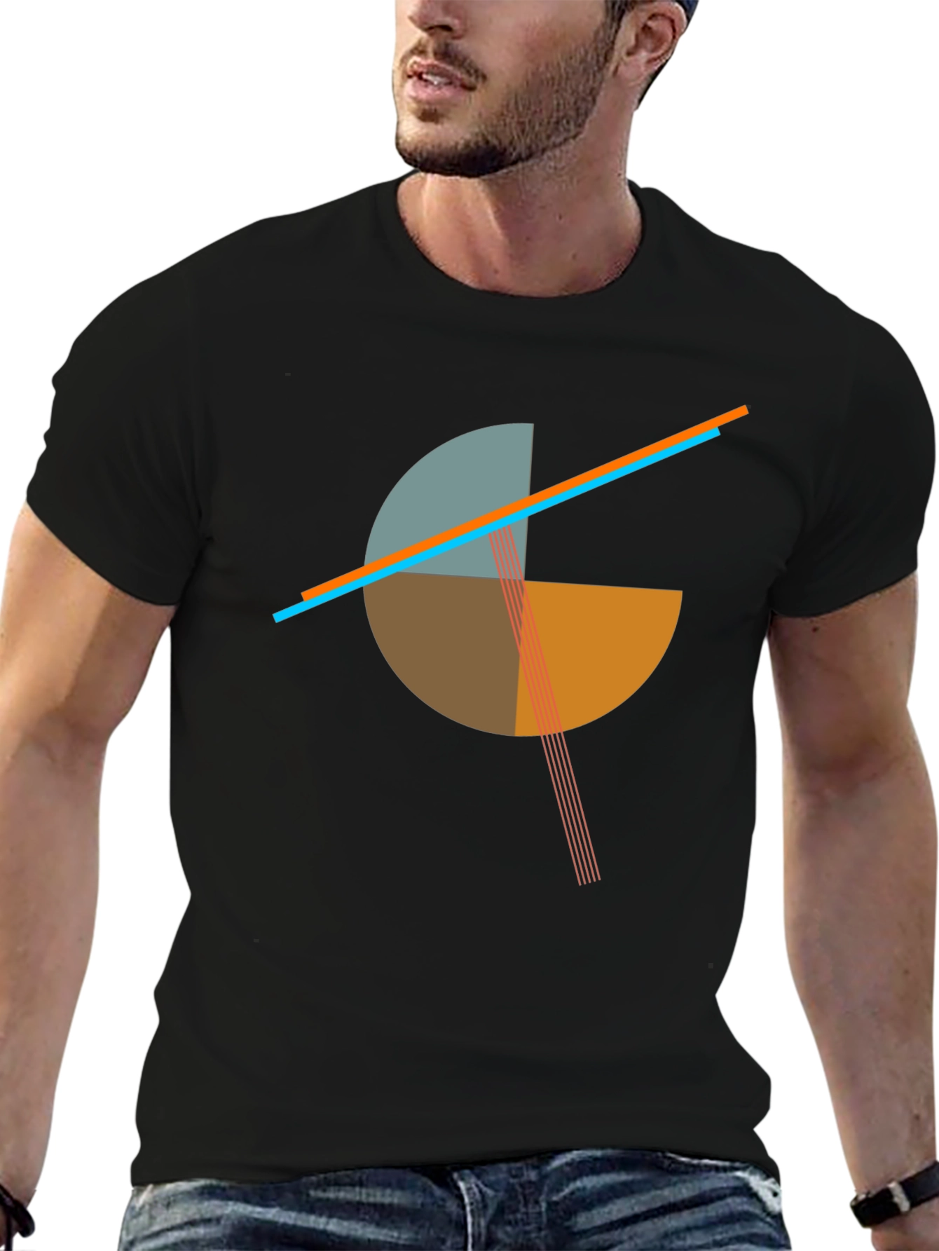 Abstract Graphic Black Tee - 6