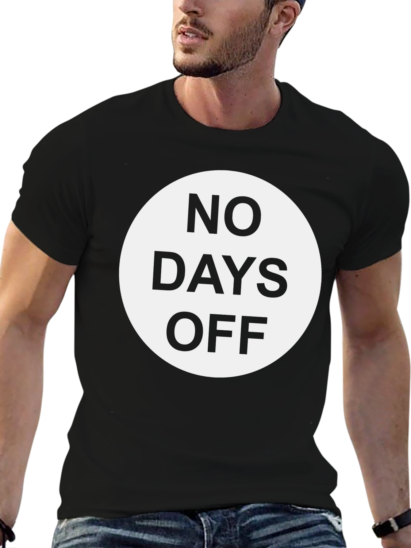 Black No Days Off Graphic T-Shirt - Motivational Black Tee view 6