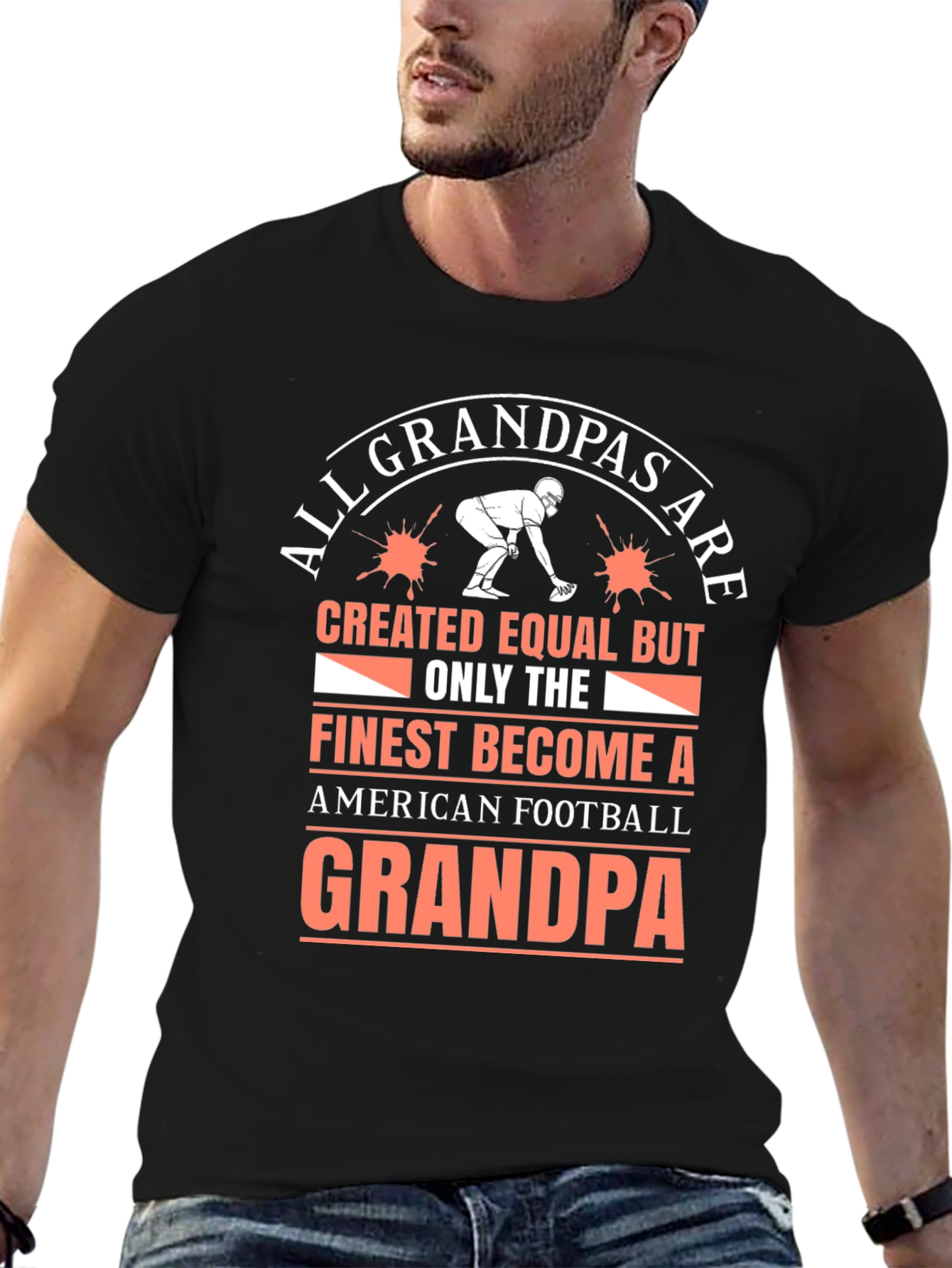 Black Football Grandpa T-Shirt - Finest Grandpas Tee view 6