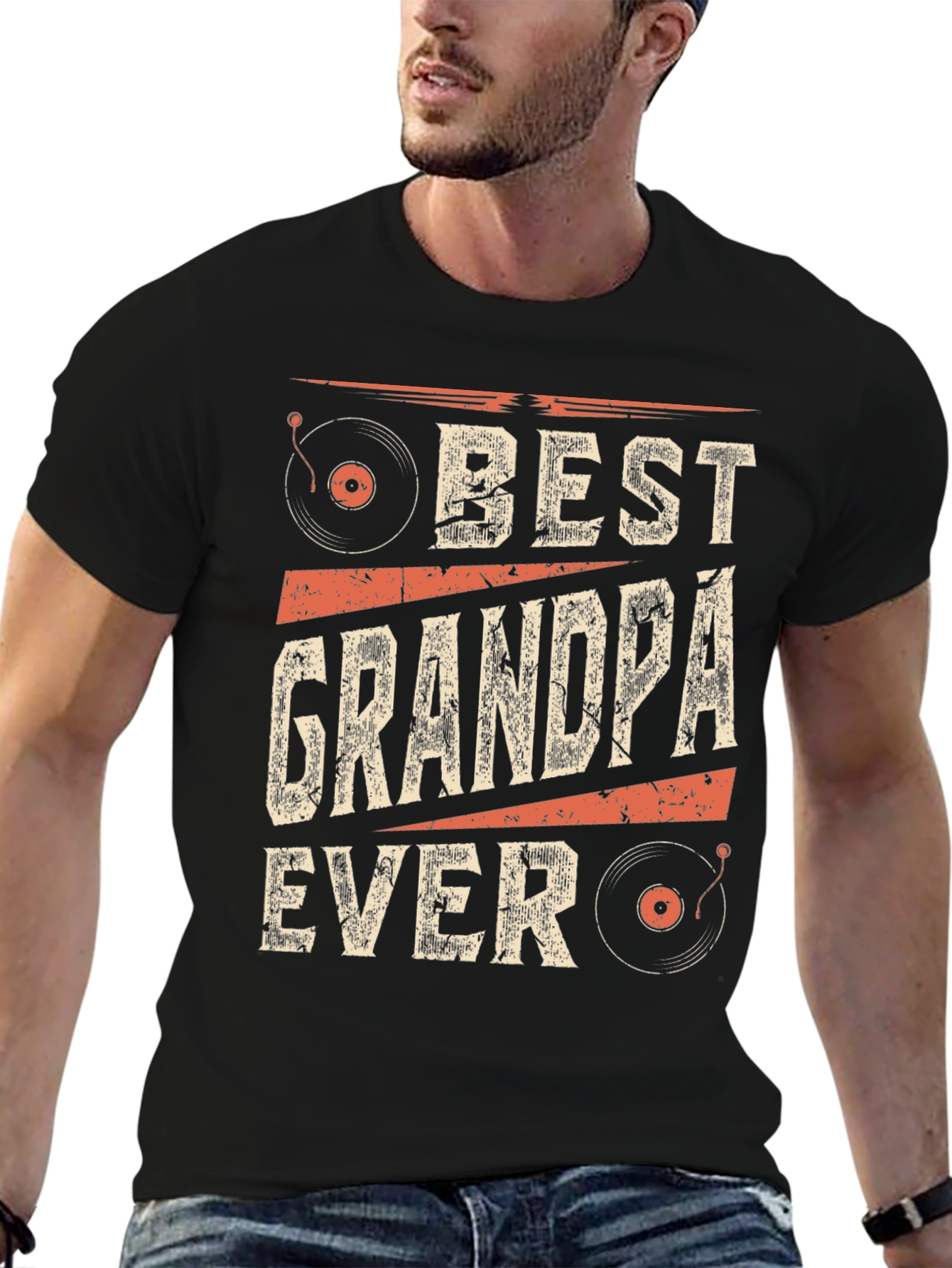 Black Best Grandpa Ever Graphic T-Shirt view 6