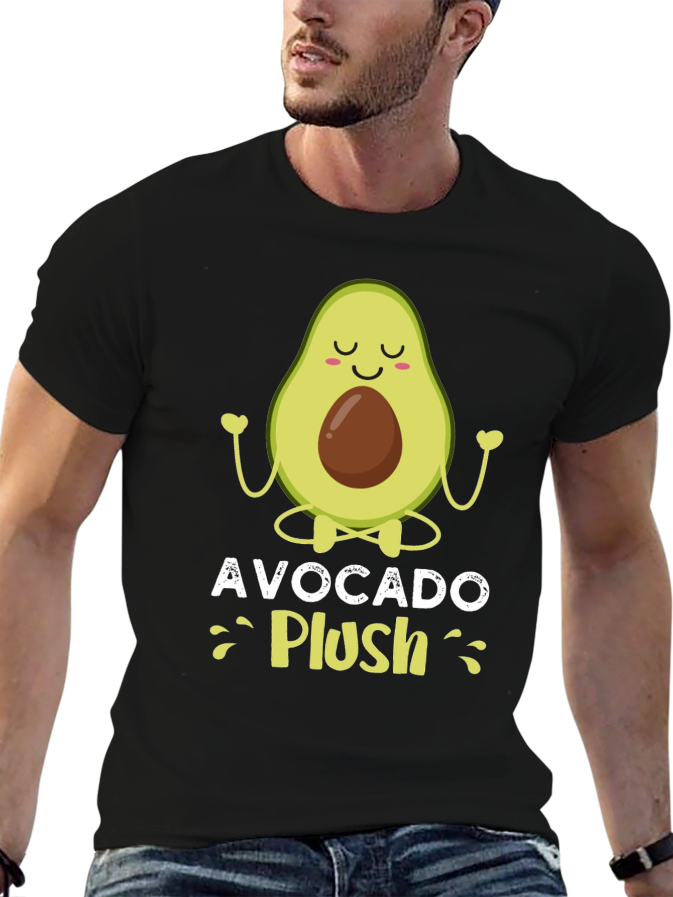 Black Avocado Plush T-Shirt - Yoga Style Tee view 6